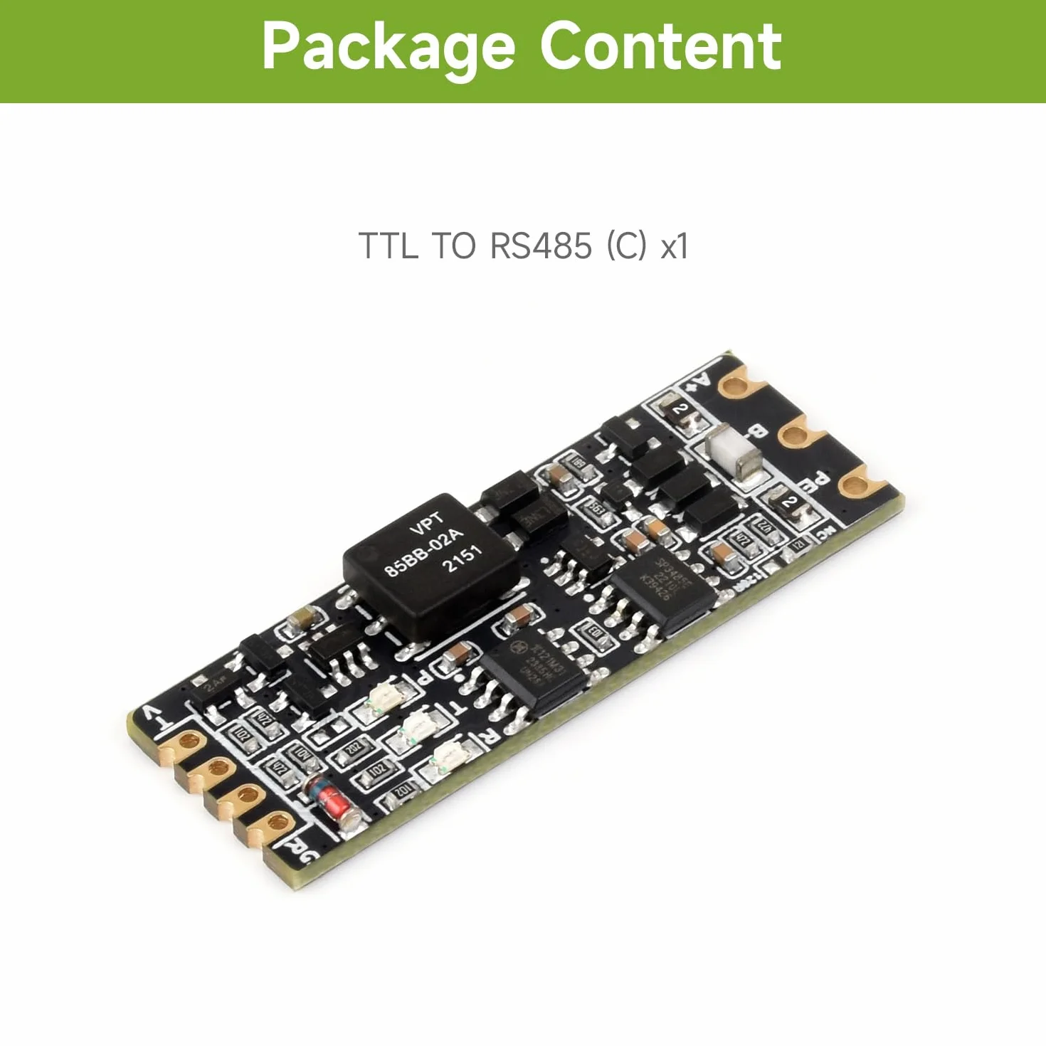 Waveshare TTL To RS485 (C) Galvanic Isolated Converter, Half-Duplex Communication, Lightningproof & Anti-Surge, Multi-Isolation Protection