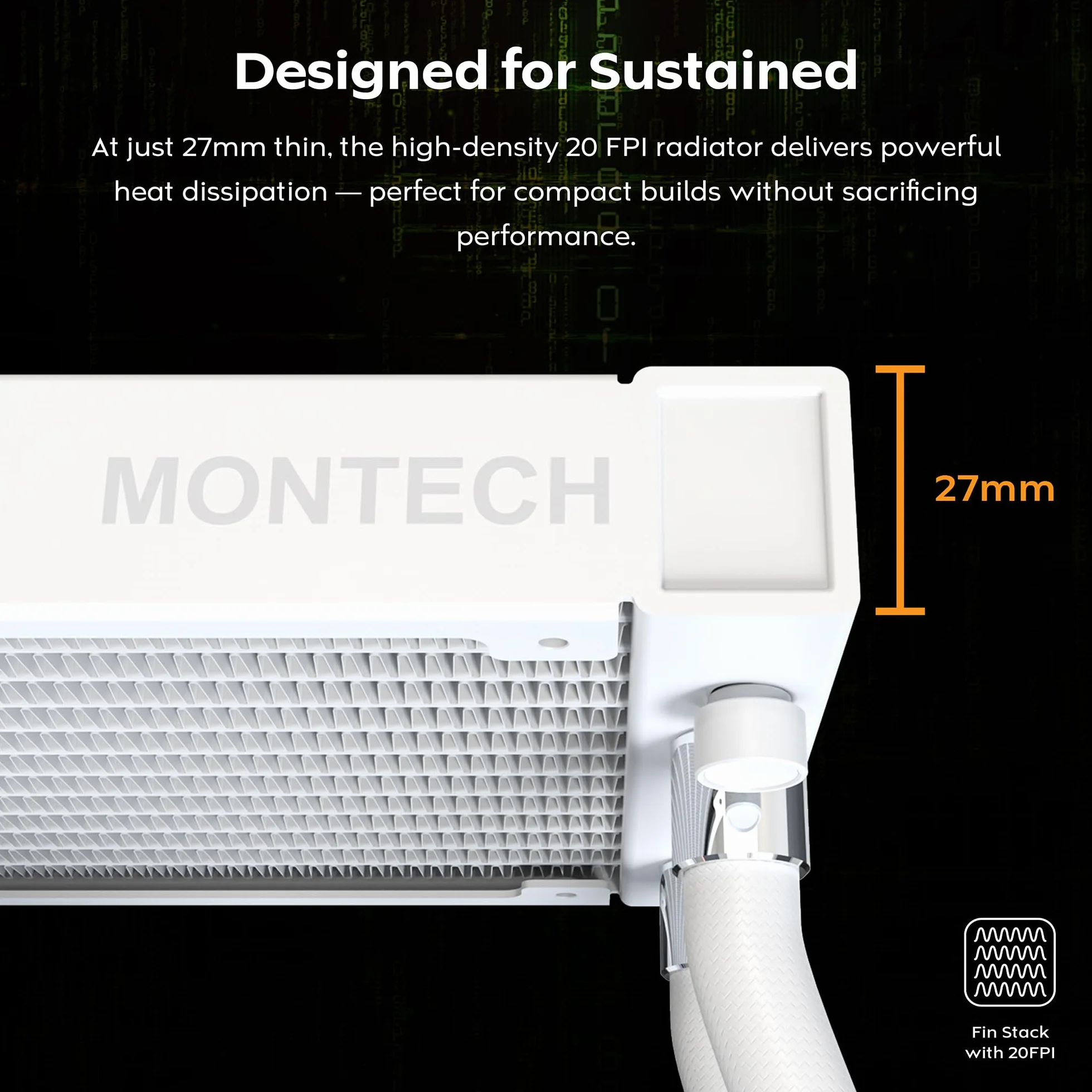MONTECH HyperFlow Digital 360 (W) All-in-One chłodzenie wodne CPU Cooler 360 mm, biały