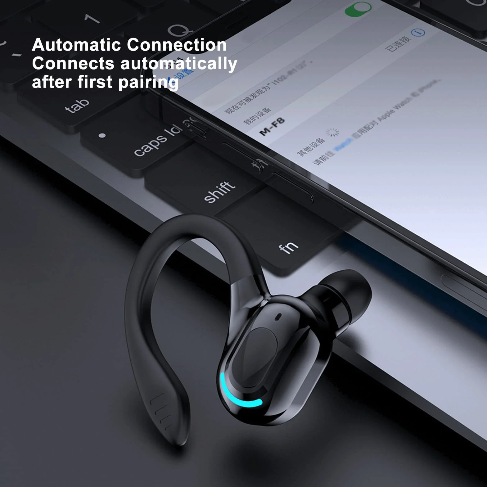 Monofoniczny Zestaw Słuchawkowy Bluetooth, Zestaw Głośnomówiący z Mikrofonem z redukcją Szumów, wodoodporność IPX4, Bezprzewodowa Słuchawka Stereo do Prowadzenia Biura Biznesowego