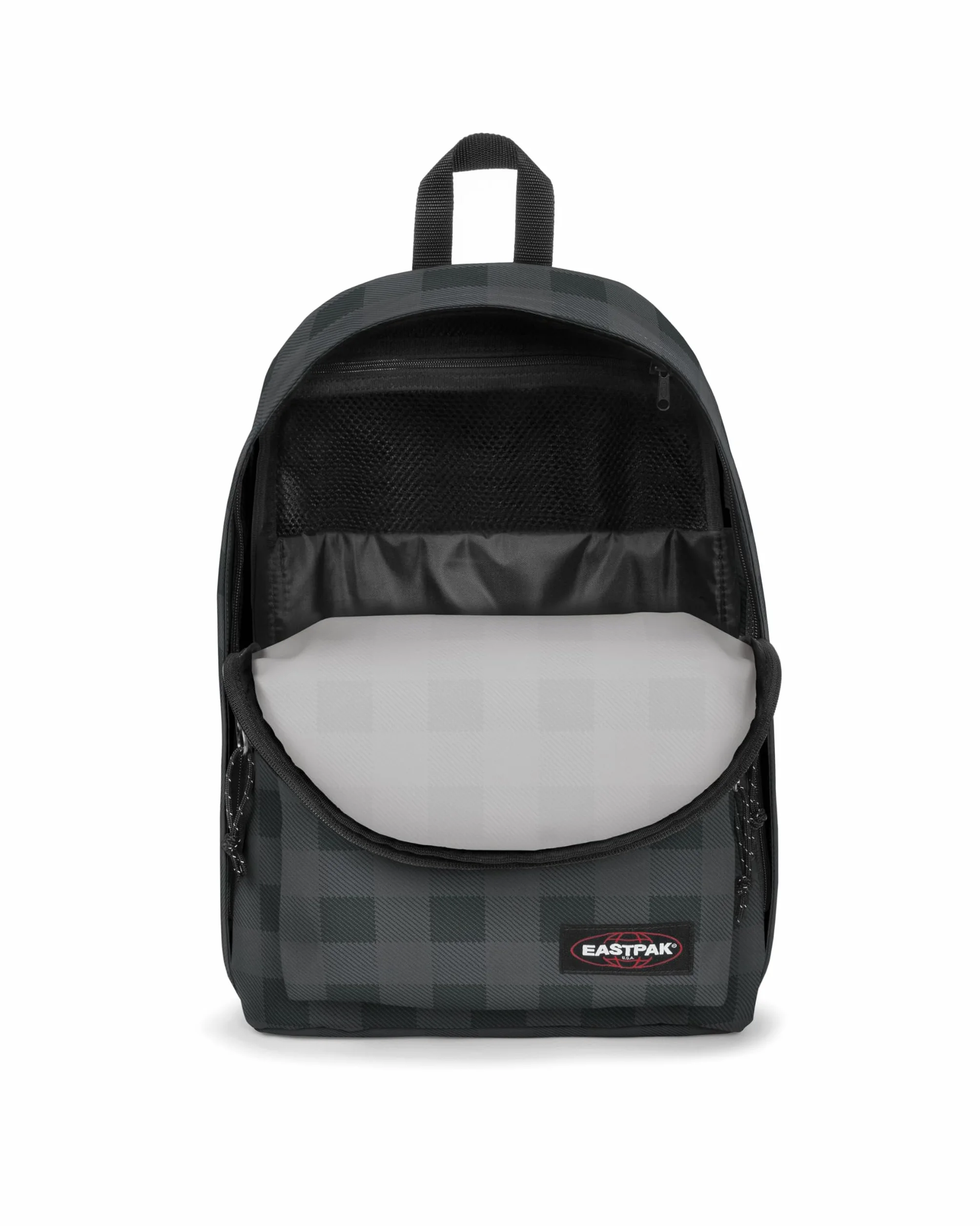 Eastpak Plecak Out of Office - Plecak na laptopa z przegrodą na laptopa 14 cali, wyściełane plecy i ramiączka, pojemność 28,5 l, 44 x 29,5 x 22 cm - Checker Grey