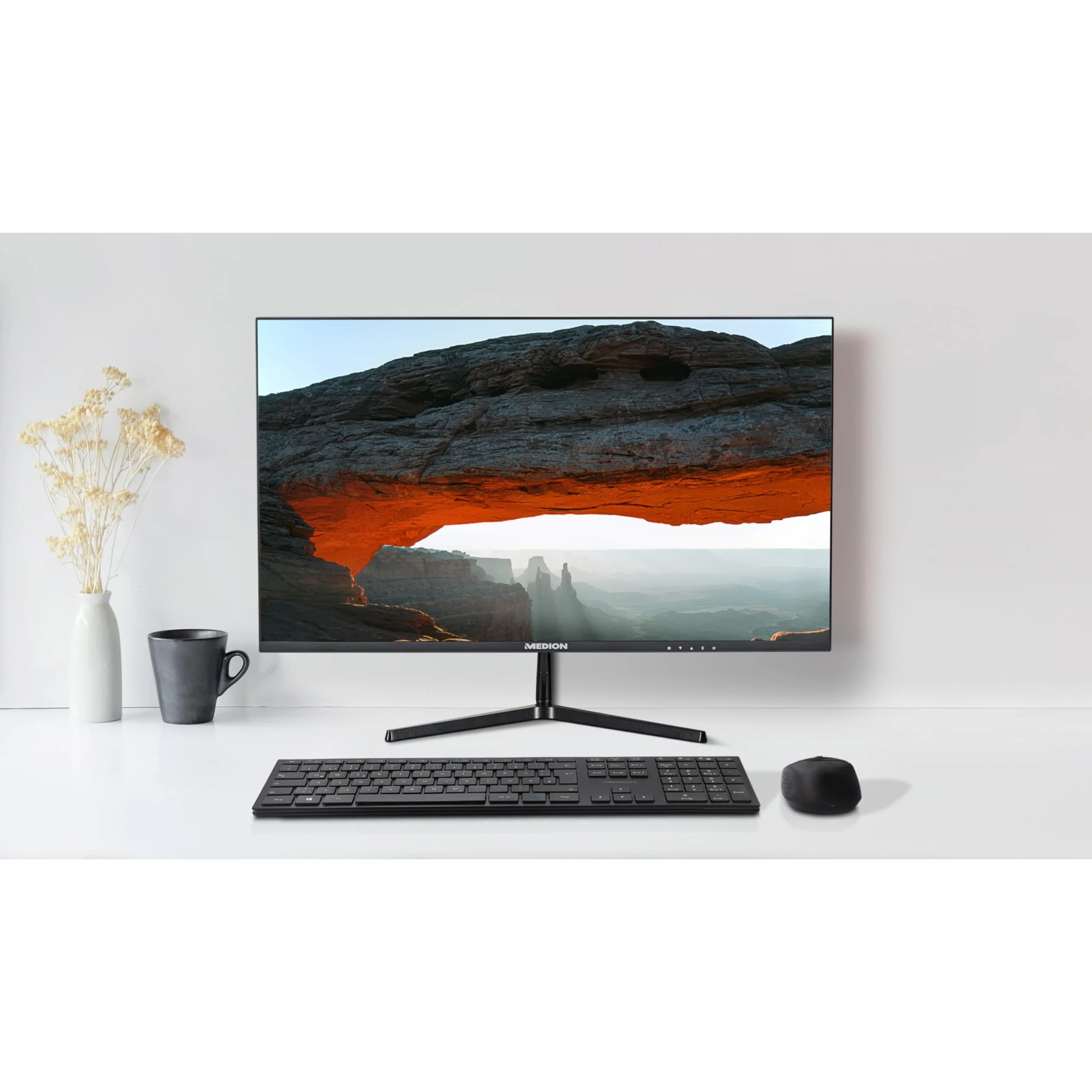 MEDION P52218 (MD 20150) 54,6 cm (22 cale) panoramiczny ekran Full HD (FHD, 16:9, HDMI, VGA, antymigoczący, ochrona przed niebieskim światłem, wielojęzyczne menu) Czarny