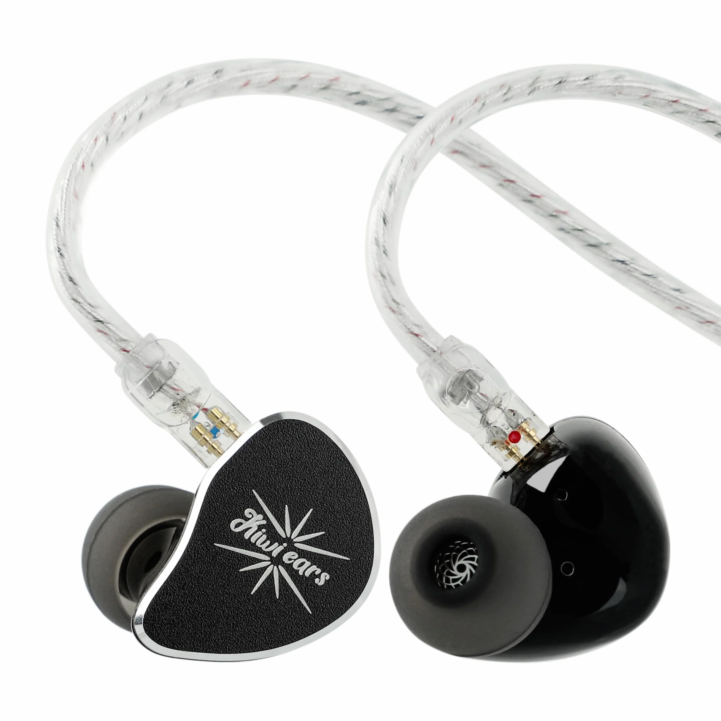 Linsoul Kiwi Ears Belle 10 mm DLC dynamiczny przetwornik douszny, przewodowe słuchawki HiFi z podwójnymi posrebrzanymi kablami do występów scenicznych/gier/produkcji muzycznej (Bez MIC, Czarny)