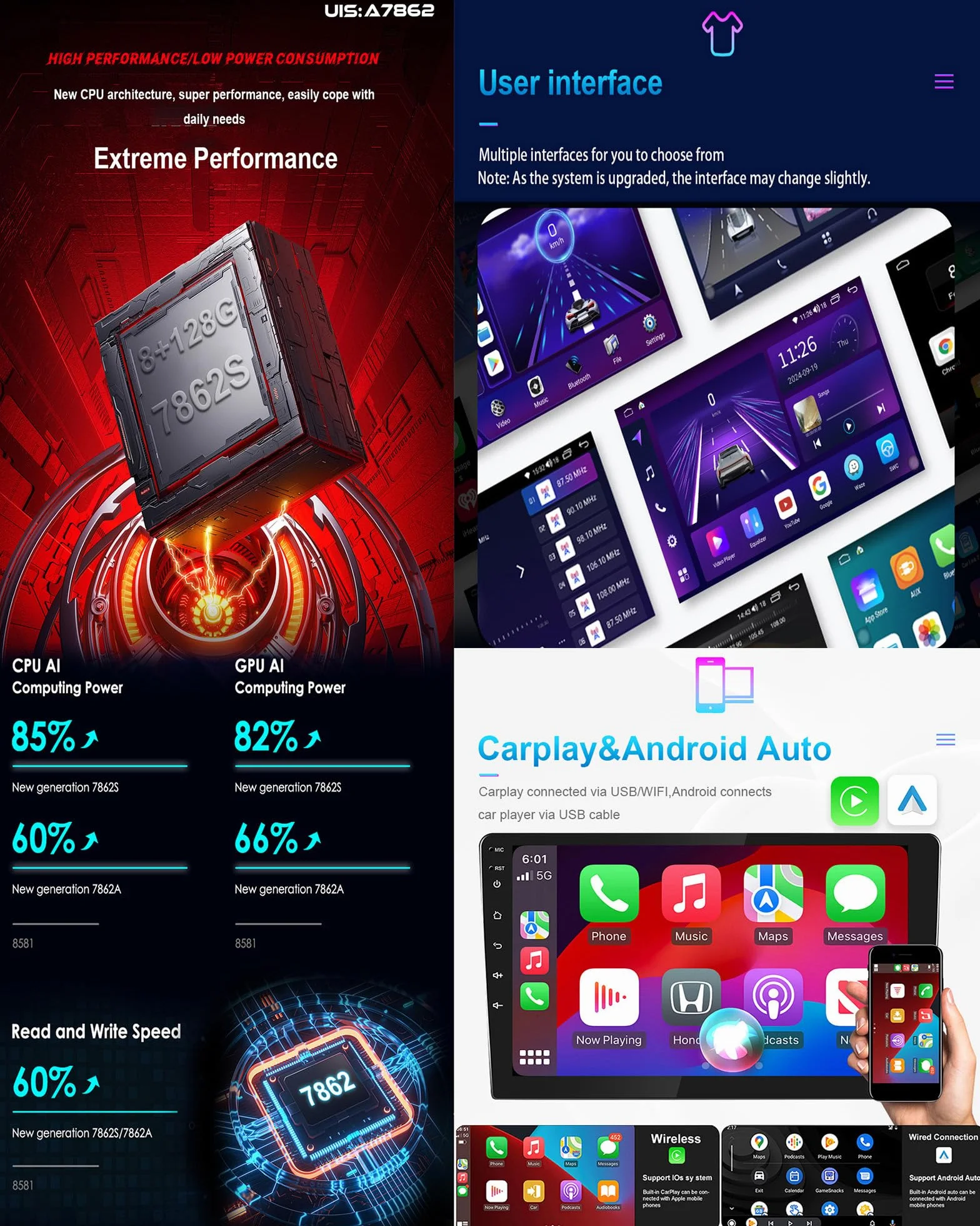 A,Y600S, Android 15.0 Stereo zamiennik dla Alphard 2002-2007 Radio samochodowe z nawigacją GPS 9-calowy przenośny odtwarzacz multimedialny DVD Odbiornik FM BT z Android Auto CarPlay