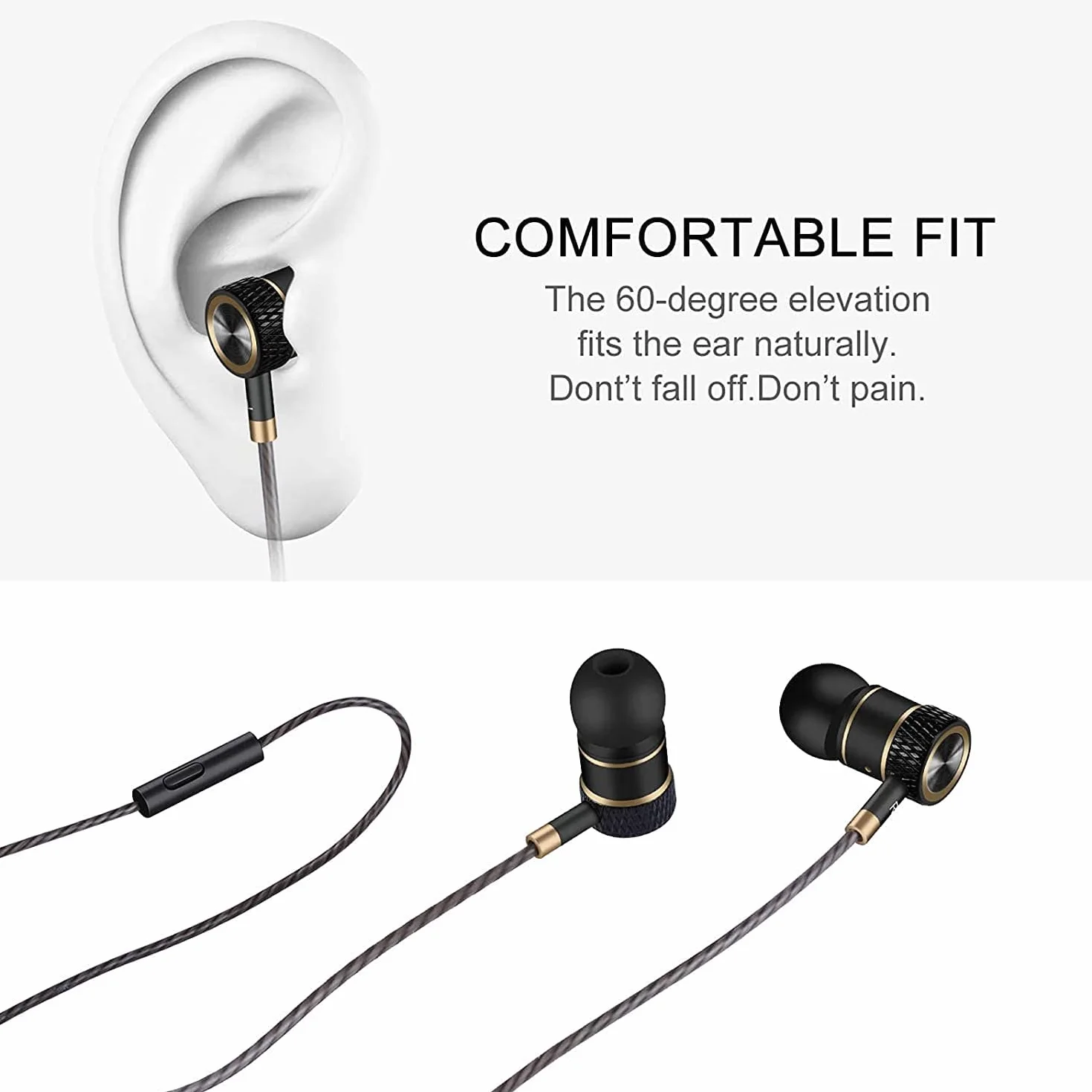 GAMURRY SłUchawki Douszne USB Typ C, Z Mikrofonem I Kontrolerem Typu C, Z Kablem O DłUgośCi 120 cm, Izolacją SzumóW, Bas Stereo, WyraźNe Rozmowy,Do Radia,Odtwarzaczy MP3 I Innych UrząDzeń Audio