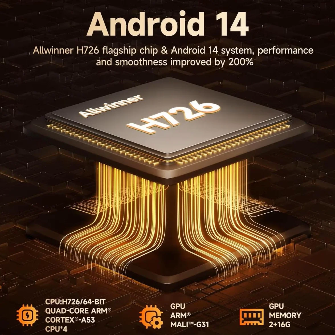 Projektor 900ANSI Android 14 z automatycznym ustawianiem ostrości, obsługa 8K Native 1080P, Wifi6, BT5.4, 16G, Allwinner H726 przenośny HY350Max