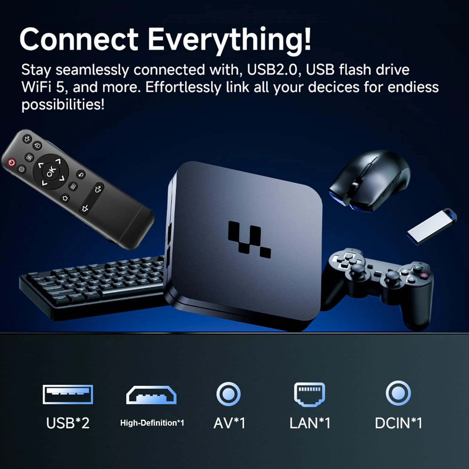Tosuny TV Box 4K UHD, Urządzenie do Strumieniowego Przesyłania Telewizji z Systemem Android 16.0, Czterordzeniowy Procesor, 2 GB RAM i 16 GB ROM, Bluetooth i WiFi 2.4/5G, Dekodowa (BLACK)