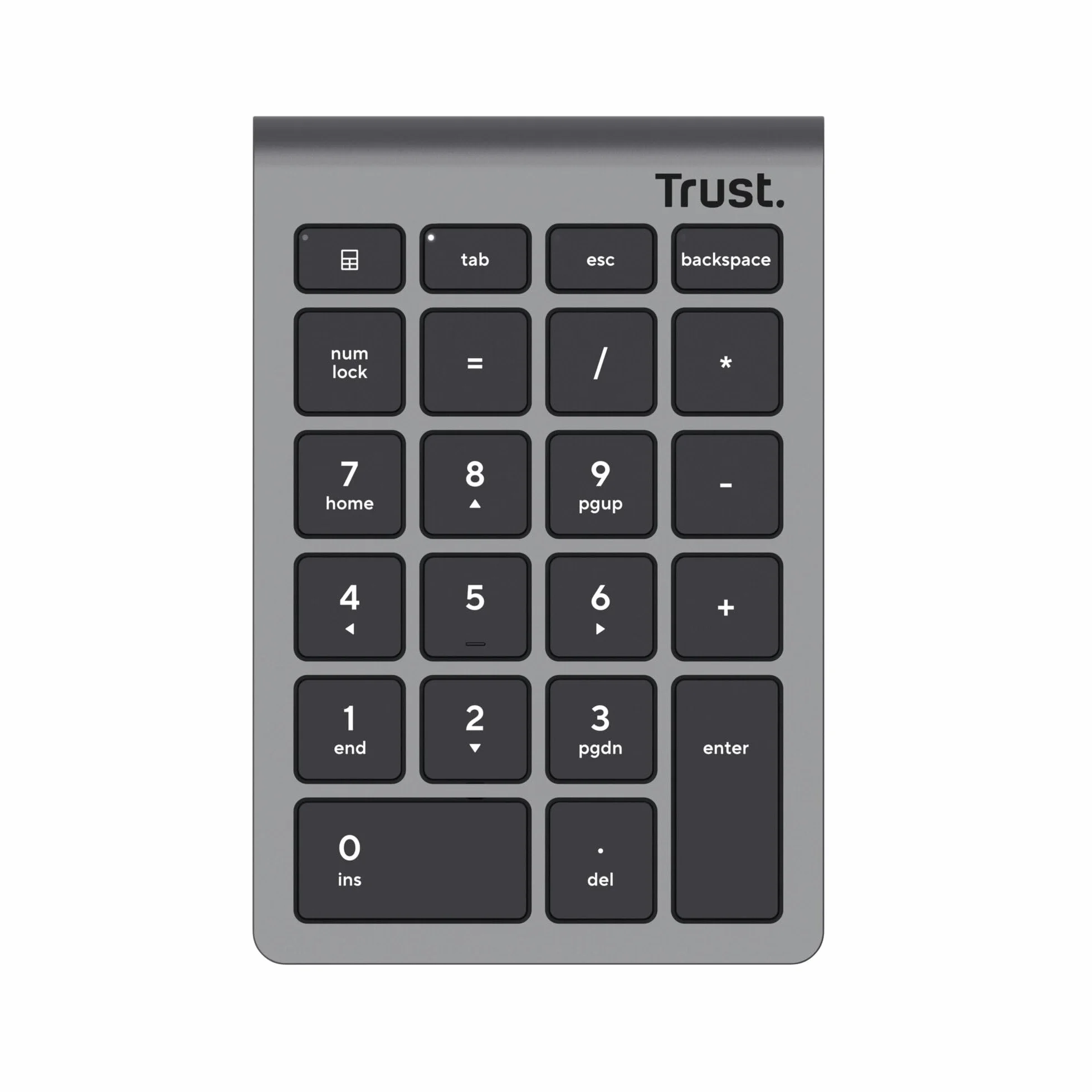 Trust Xalas Numpad bezprzewodowy do laptopa i komputera stacjonarnego, 22 przyciski, mini klawiatura, odbiornik micro USB 2,4 GHz, klawiatura numeryczna, klawiatura numeryczna, srebrna