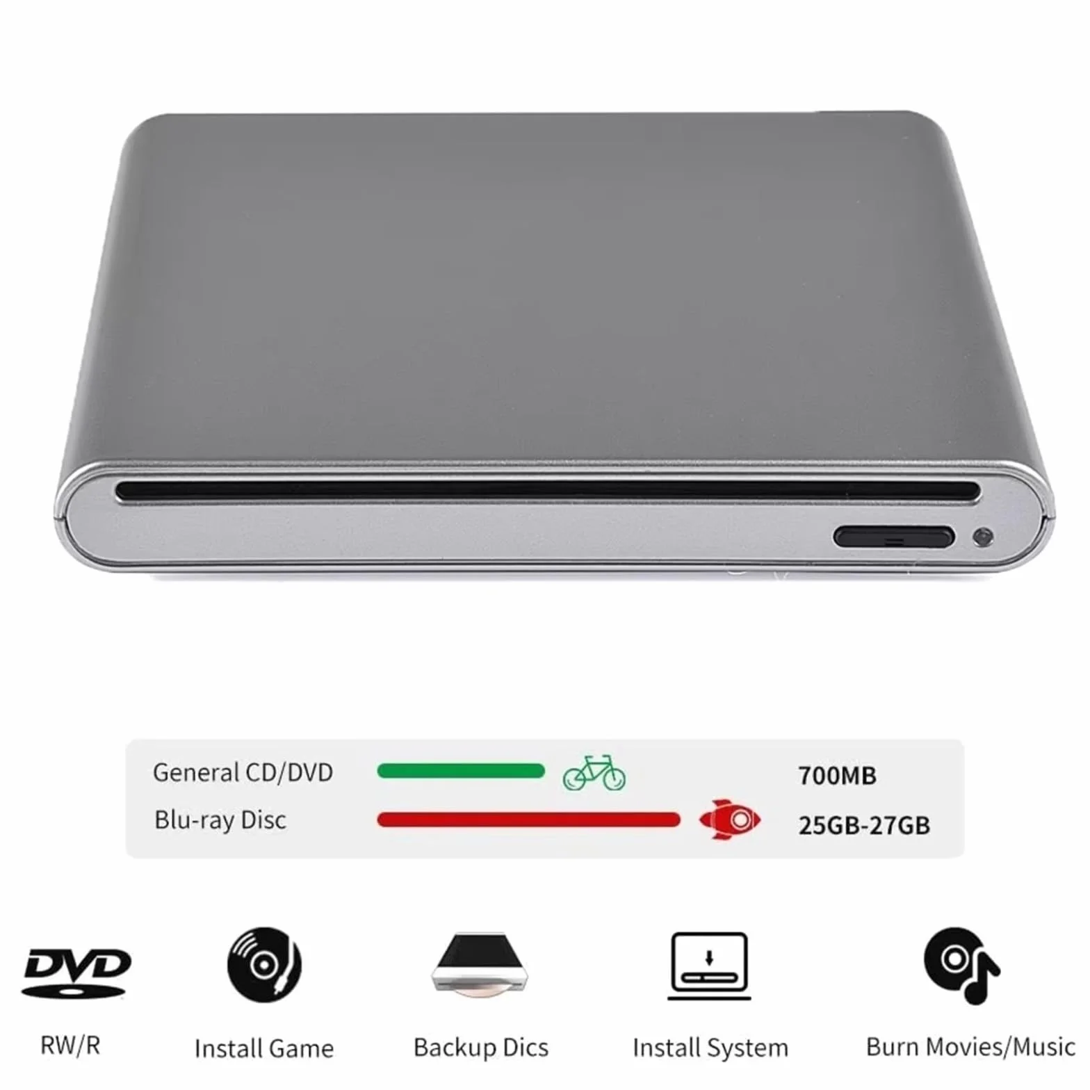 Nagrywarka zewnętrzna USB do laptopa, komputera stacjonarnego, z funkcją nagrywania i szybkiego transferu danych