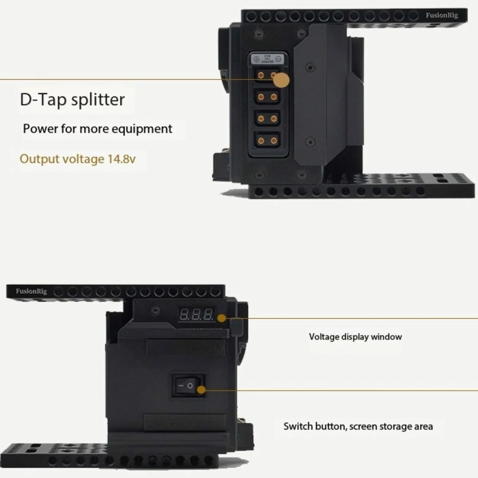 Fusion Rig Cineback moduł rozszerzający do aparatu z płytą montażową V, rozdzielacz D-Tap, pamięć ekranu Anti-Shock do Sony FX3/FX30