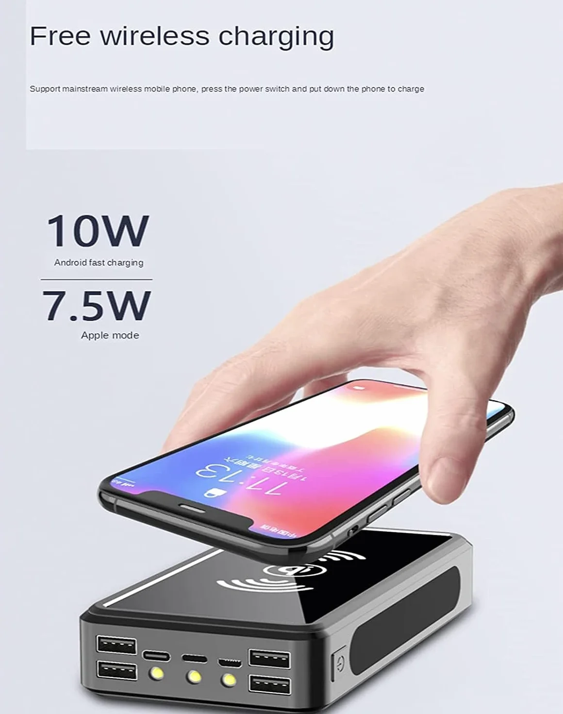 Ładowarka solarna 10 0000 mAh, przenośna ładowarka do szybkiego ładowania, zewnętrzna bateria zapasowa, ogromna pojemność do smartfonów, tabletów, konsol do gier (pomarańczowa)