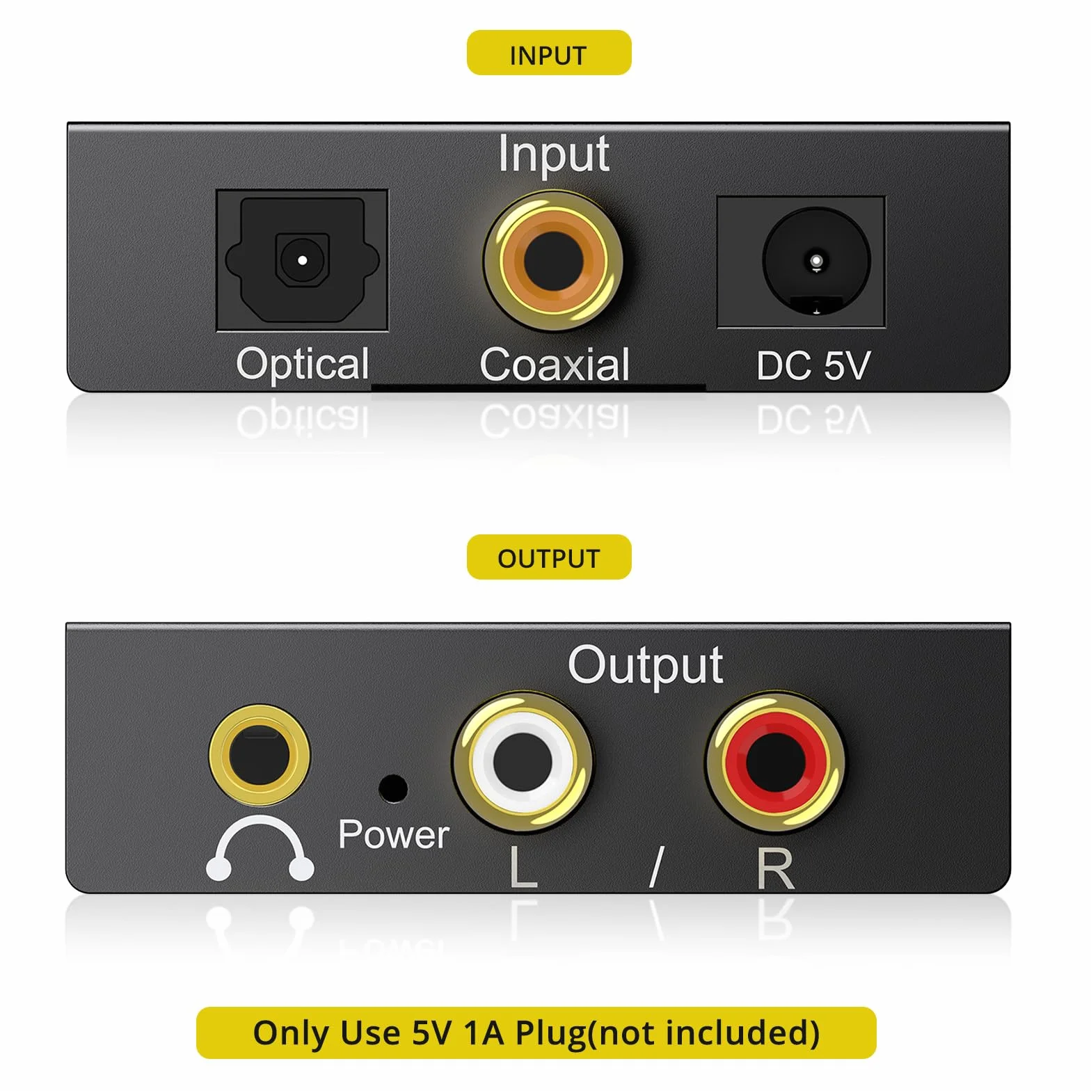PROZOR DAC001 192 KHz Przetwornik DAC Cyfrowy SPDIF TOSLINK do Analogowego Stereo Audio R/L Czarny