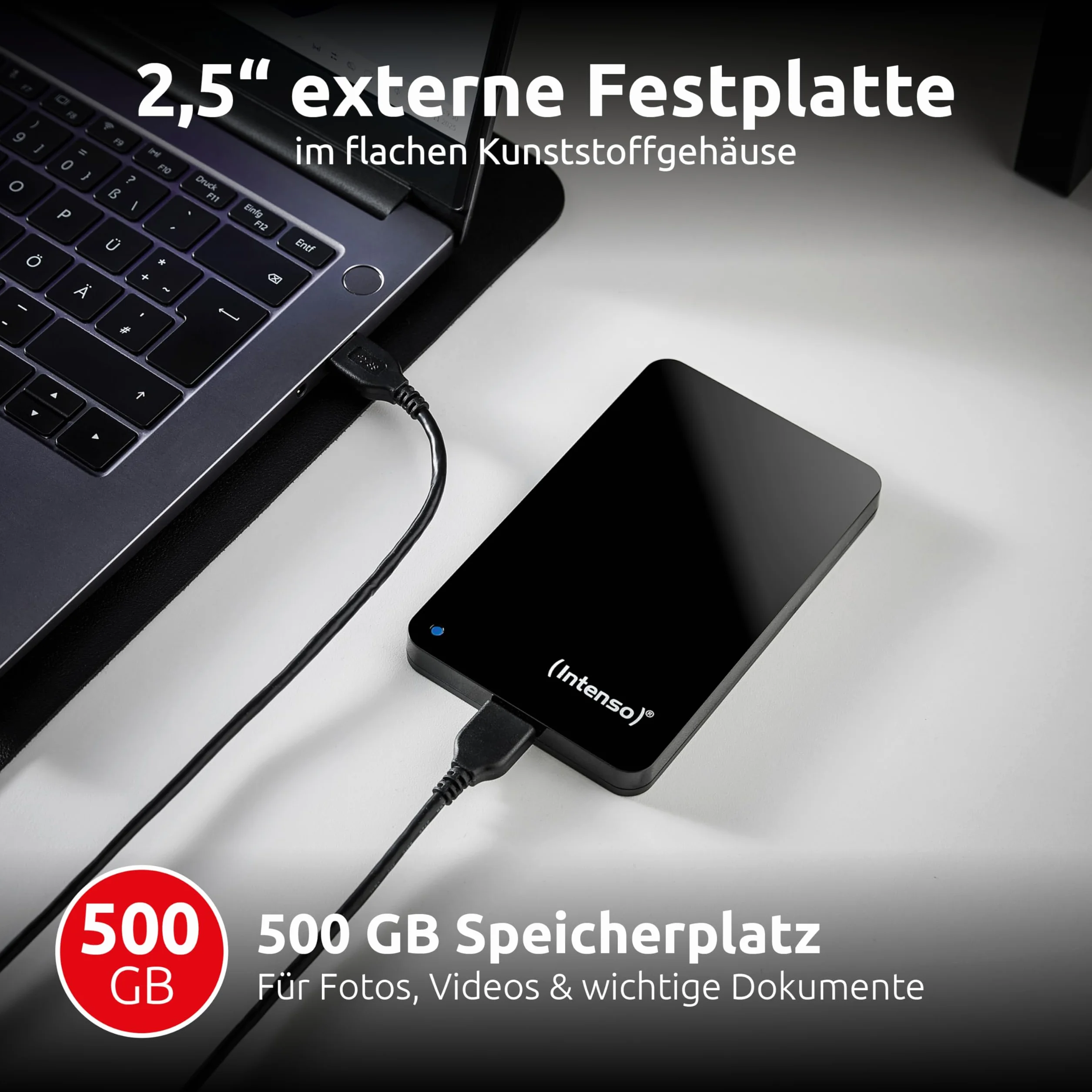 Intenso 6021530 500GB Memory Case USB 3.0 5400rpm 2.5 Inch External Hard Drive - Black