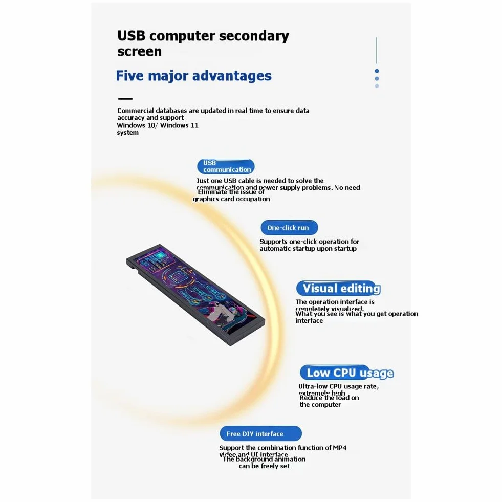 CPU GPU RAM monitor komputerowy 9,2 IPS USB dodatkowy ekran Turing Smart Screen do monitorowania i wyświetlania komputera