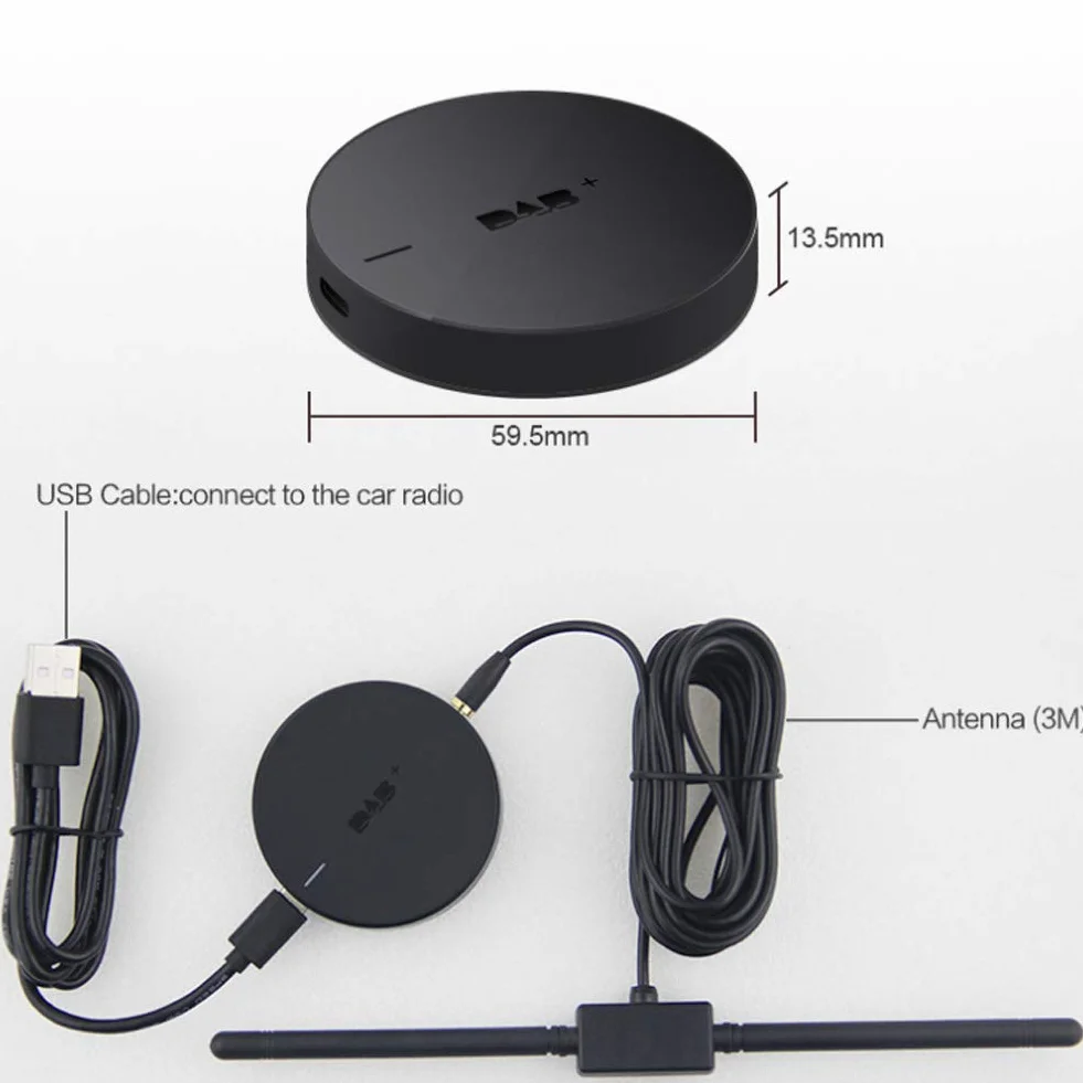Odbiornik anteny radiowej USB DAB +, przenośny adapter Cyfrowy samochodowy odbiornik radiowy ze wzmocnioną anteną dla systemu Android 5.1 lub nowszego