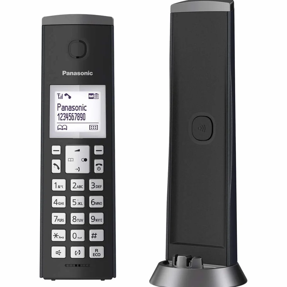 Panasonic KX-TGK220GM designerski telefon bezprzewodowy z automatyczną sekretarką, stacją i słuchawką, zestaw głośnomówiący, biały LCD, blokowanie przeszkadzających połączeń, magnes na słuchawkę,