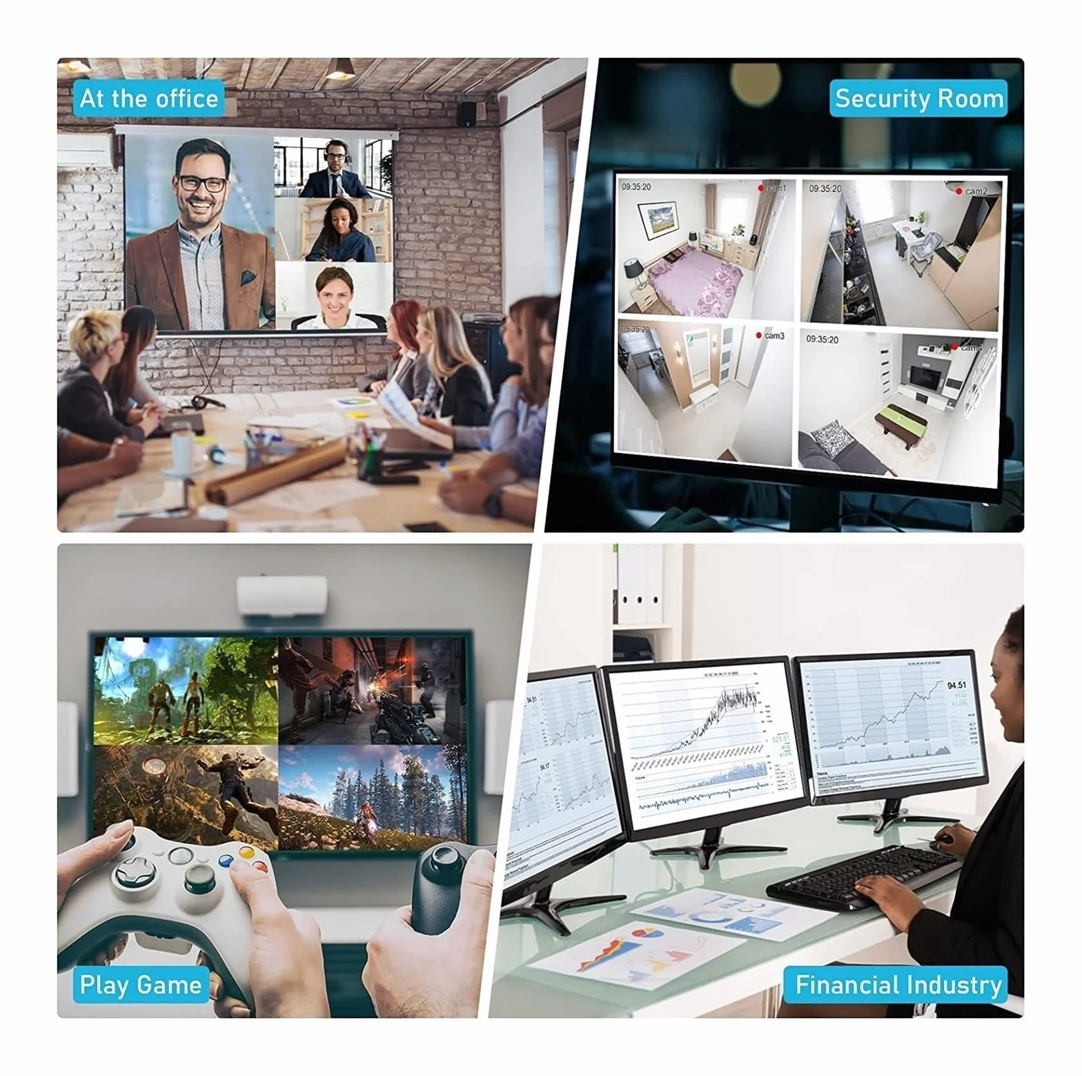 4K Quad Multi-viewer Segmentacja ekranu 4x1 Wieloekranowy przełącznik bezproblemowy Multiplekser wideo Lewy Prawy Podwójny wyświetlacz