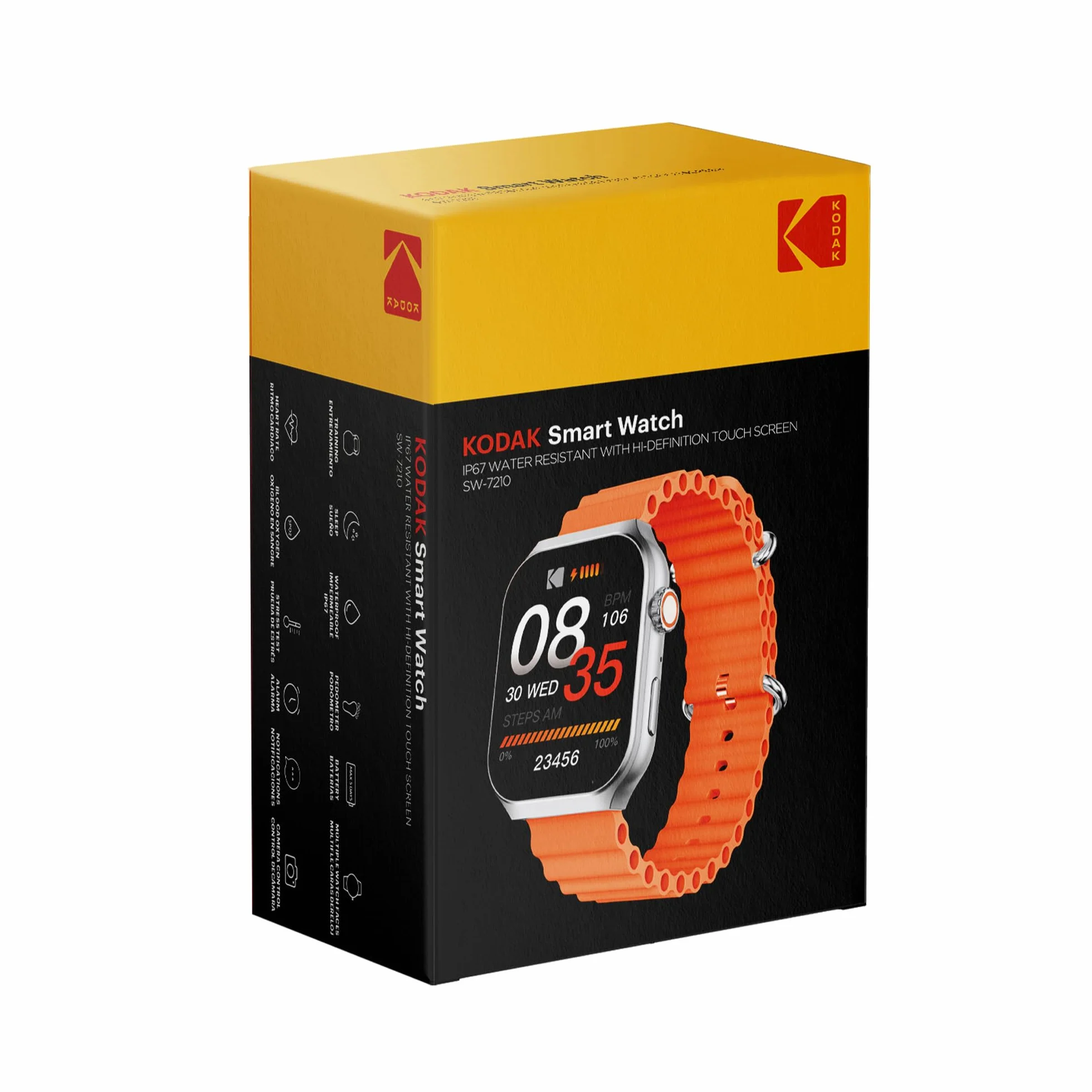 KODAK SW-7210 - Inteligentny zegarek - ekran 51 mm HD - Połączenia Bluetooth i asystent głosowy - tętno, SpO2, stres - 100+ trybów sportowych - GPS - 5 dni pracy na baterii - bezprzewodowe ładowanie