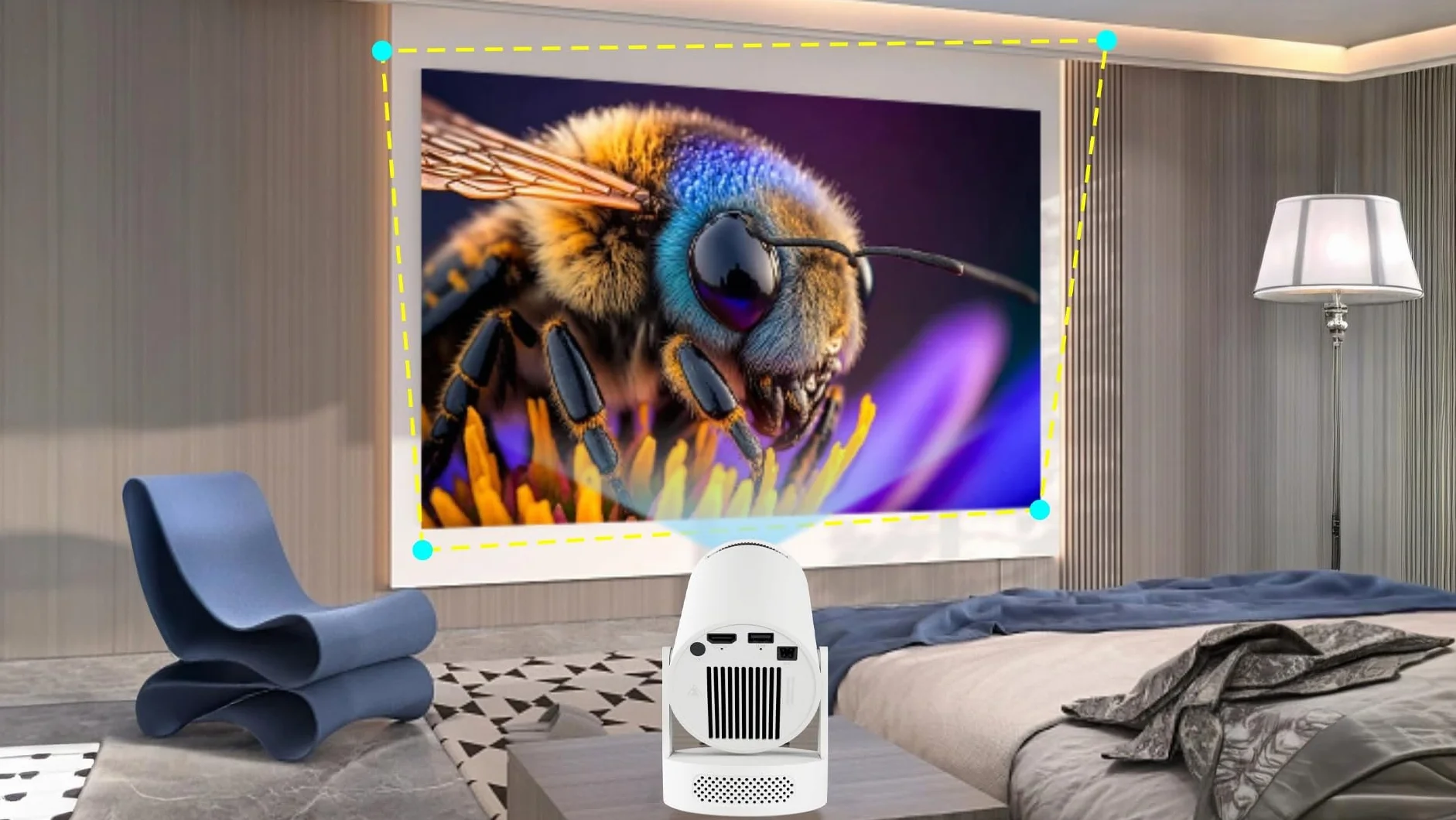 CIRON HY300 Ultra Projektor Multimedialny Android 14 WiFi 6 Bluetooth 5.4 LED 170 ANSI HD 720P Auto Keystone ScreenCast Kino Domowe Mini Smart Projektor HDMI USB Rzutnik do Oglądania Filmów Seriali