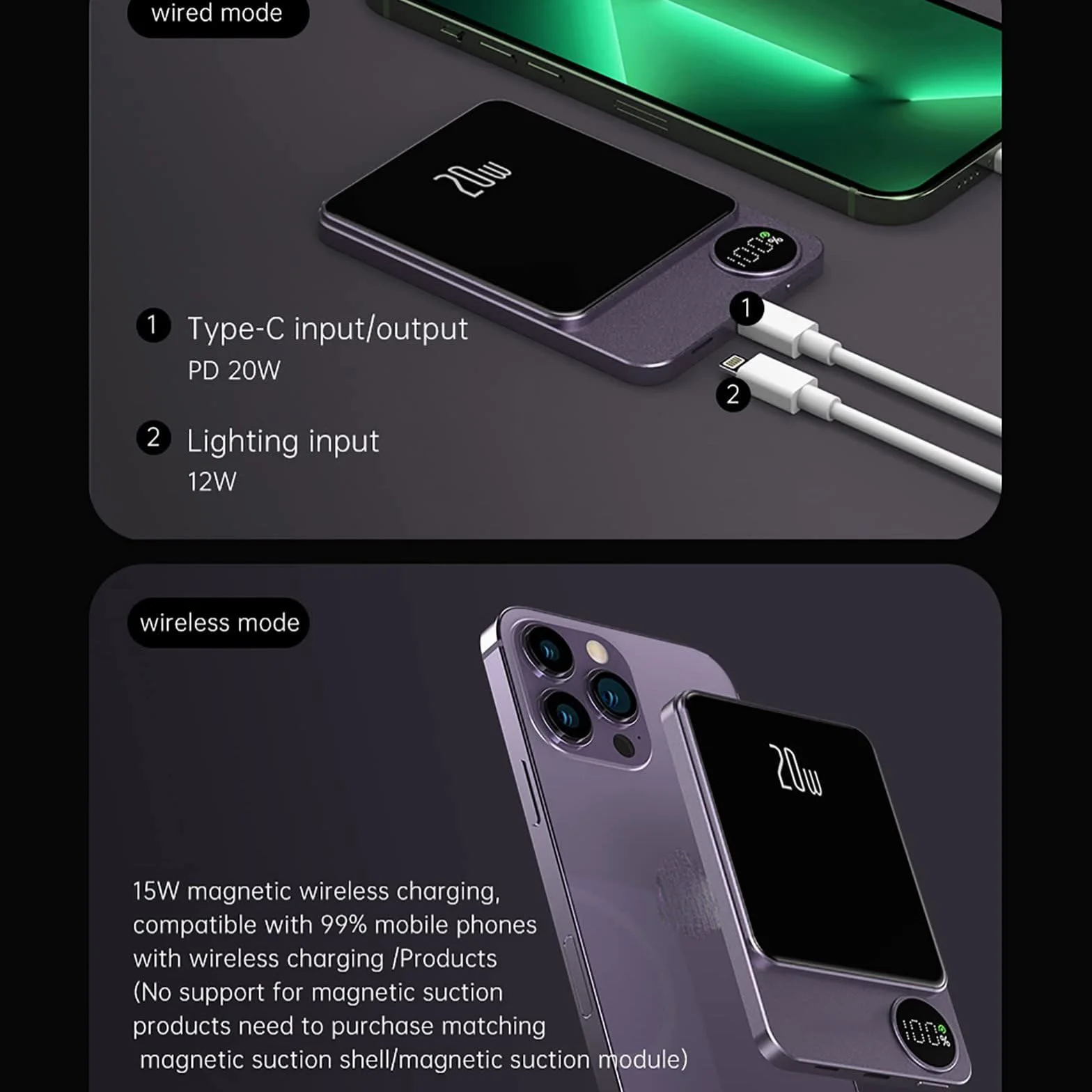Power bank szybkie ładowanie przenośna ładowarka zewnętrzna bateria 10000mAh PD 20W szybkie ładowanie power bank do telefonów komórkowych, tabletów i innych urządzeń zewnętrznych,B