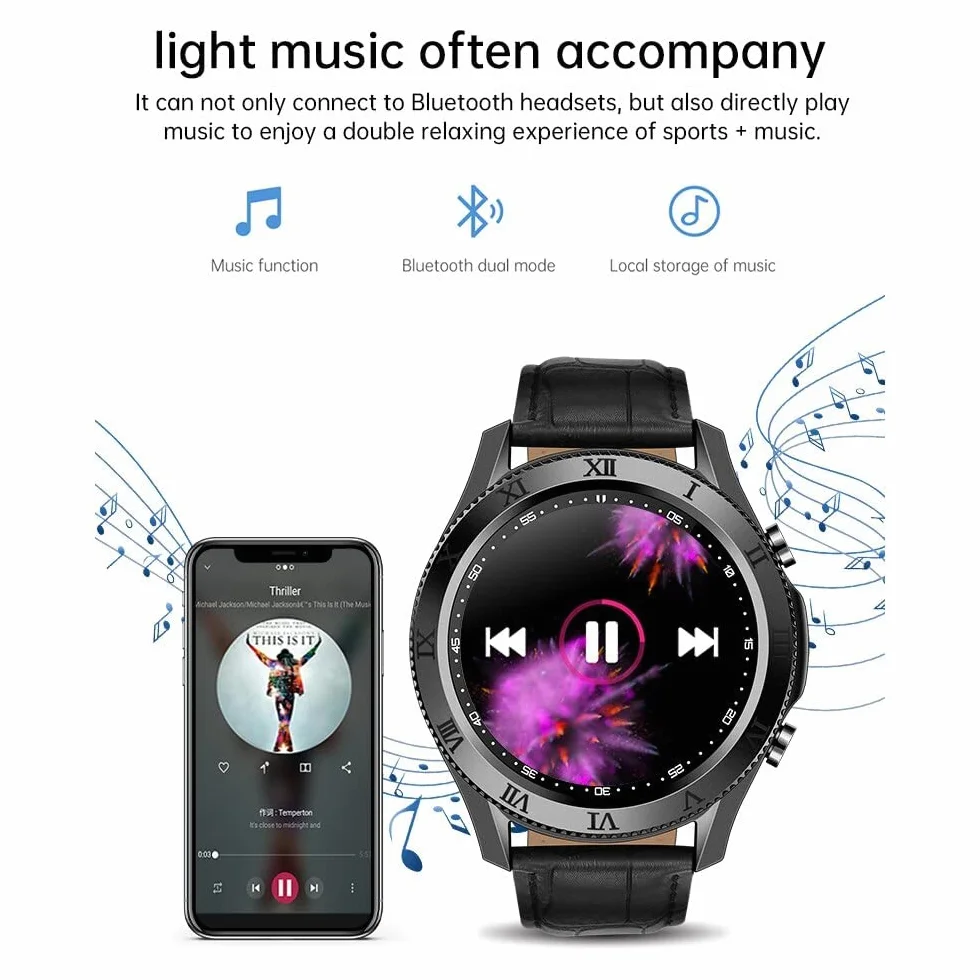 Damski inteligentny zegarek Tętno i ciśnienie krwi Zawsze pokazuj czas Sportowy zegarek fitness Inteligentny zegarek Bluetooth Call (Kolor: Skóra brązowa (skóra brązowa) little surprise