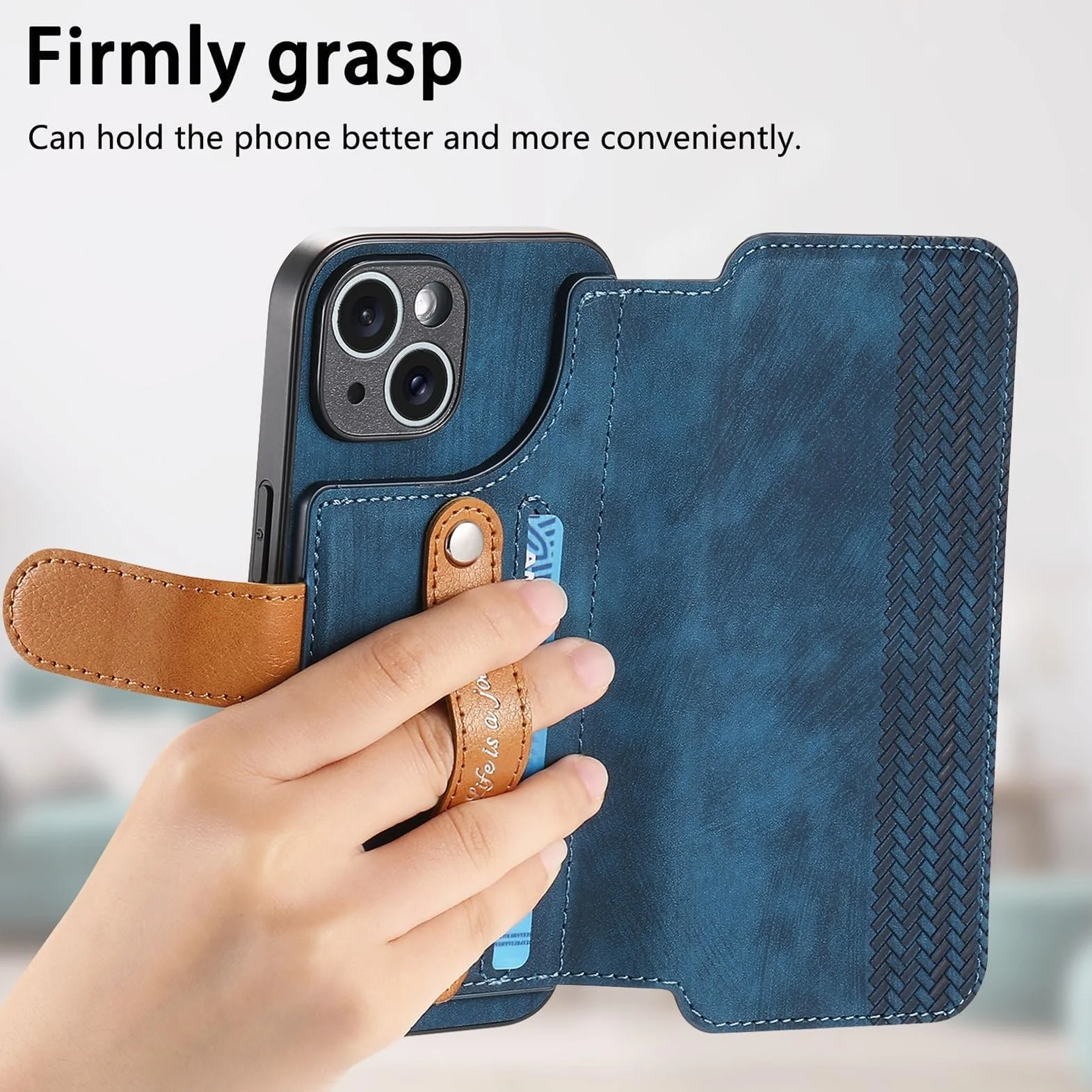 Generisch Etui na telefon komórkowy iPhone 16/16 Plus/16 Pro / 16 Pro Max, etui z klapką, etui na telefon komórkowy, blokujące gniazdo kart RFID, pasek na rękę, etui ze skóry zapobiegającej upadkowi
