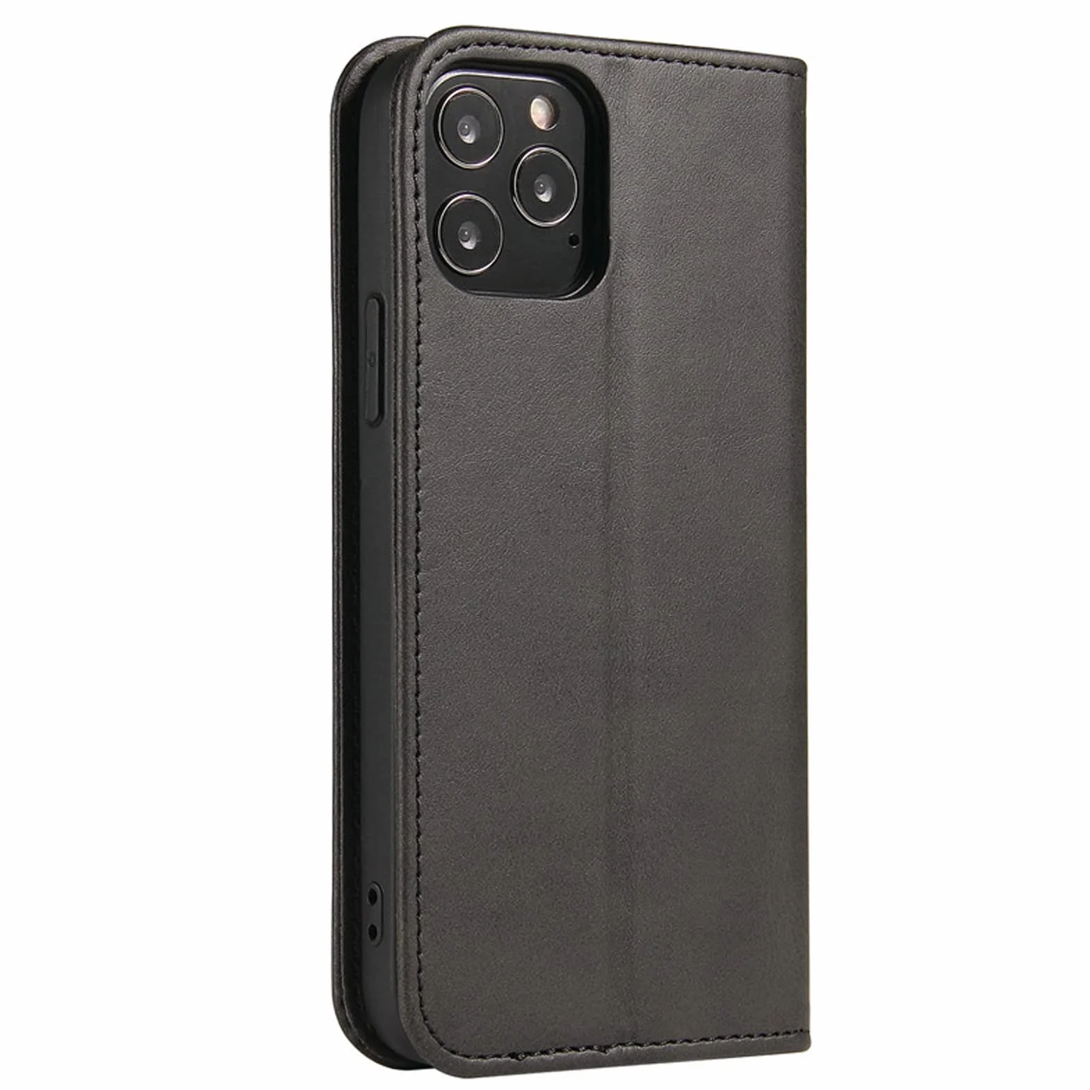 LTL Etui na telefon do iPhone 13 Mini/13/13 Pro/13 Pro Max, ręcznie robione skórzane etui z klapką z przegródkami na karty, etui na telefon, magnetyczne zamknięcie, czarne, 13 mini 5,4 cala