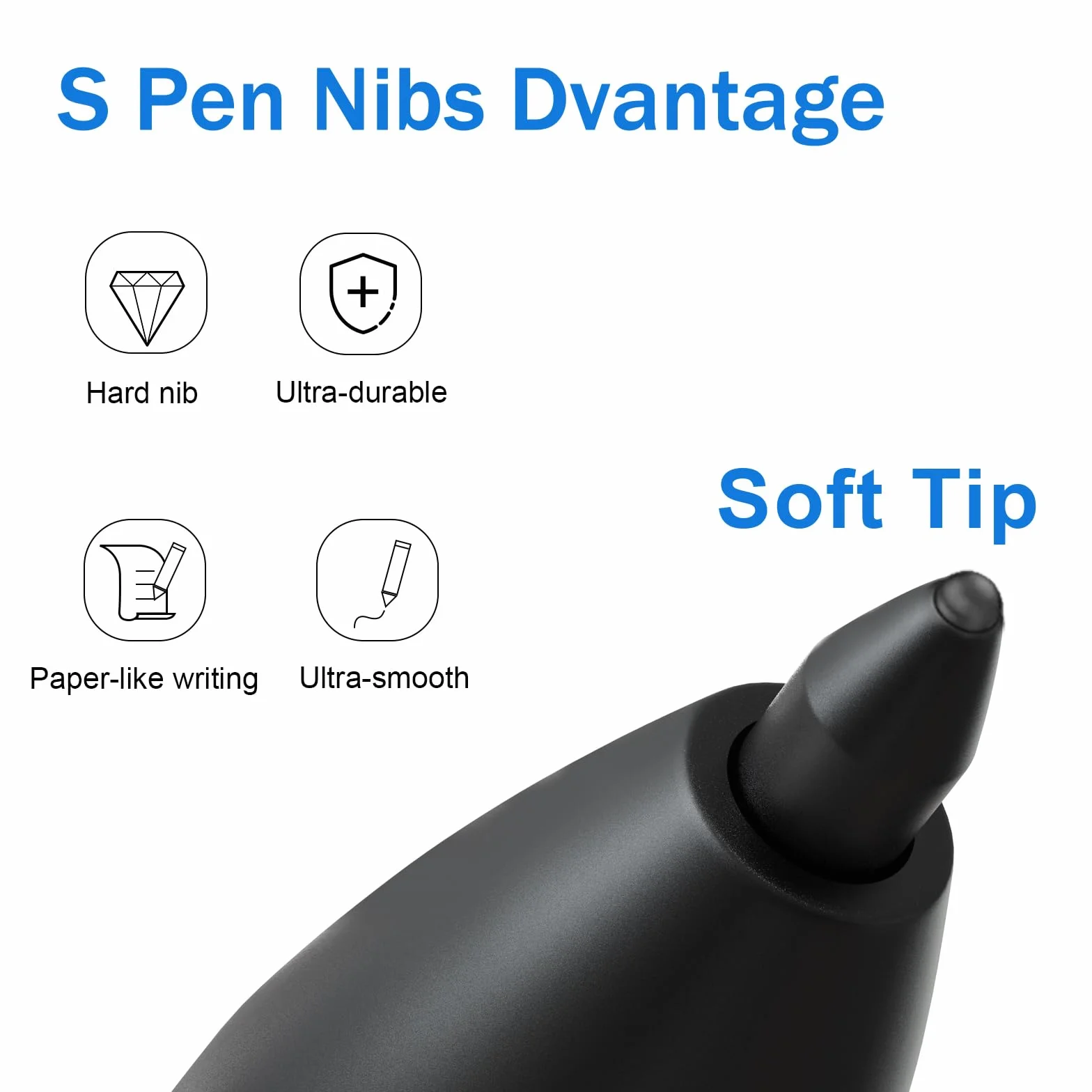 5 wymiennych miękkich końcówek do Samsung S Pen kompatybilne z Galaxy Tab S10, S9, S8, S7, S6 Lite, S25/S24/S23/S22 Ultra, Note 20 i Kindle Scribe Pen, 5 sztuk, czarne