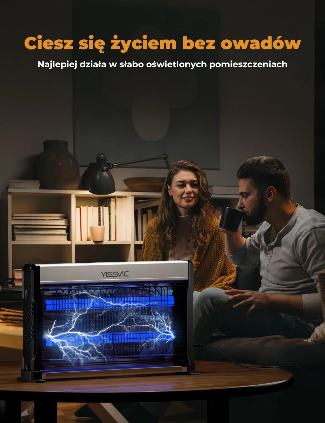 YISSVIC Lampa przeciw komarom Elektryczna lampa UV LED, zabijanie owadów w pomieszczeniach przeciw komarom, muchom i innym latającym owadom 2M