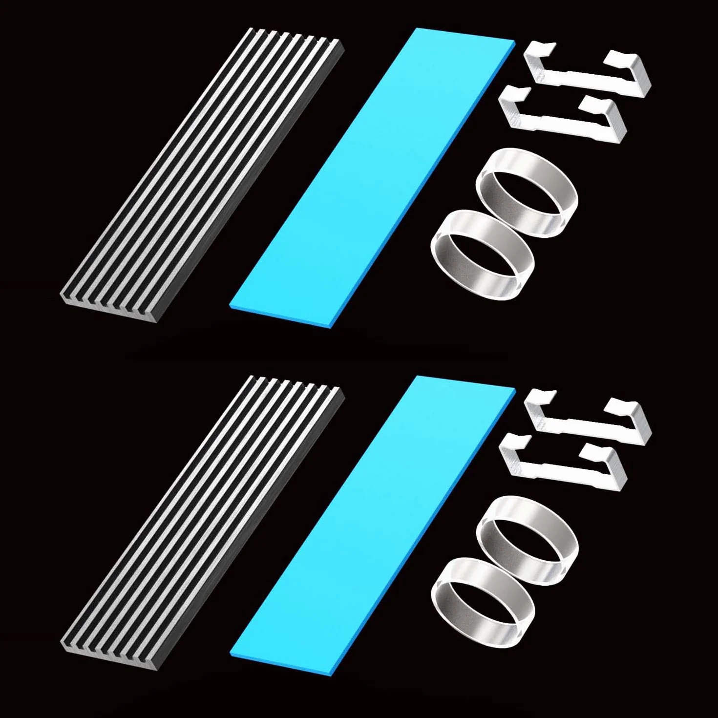 GLOTRENDS Radiator M.2 dla 2280 M.2 SSD, pasujący do PC/PS5/PS5 Slim, 22x70x3mm aluminiowy korpus, w tym podkładka termiczna (2 opakowania)