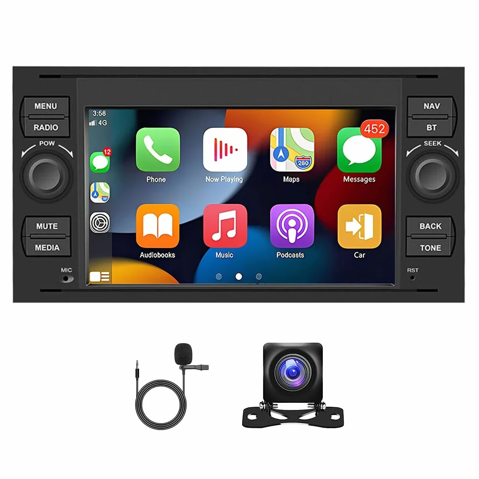 Radio samochodowe z systemem Android 13 do Ford Transit 2006-2011, 7-calowy wyświetlacz 4 + 64 G Carplay do Car Play i Android Auto z GPS, WiFi, Bluetooth, FM, SWC Mirror Link Split Screen + kamera