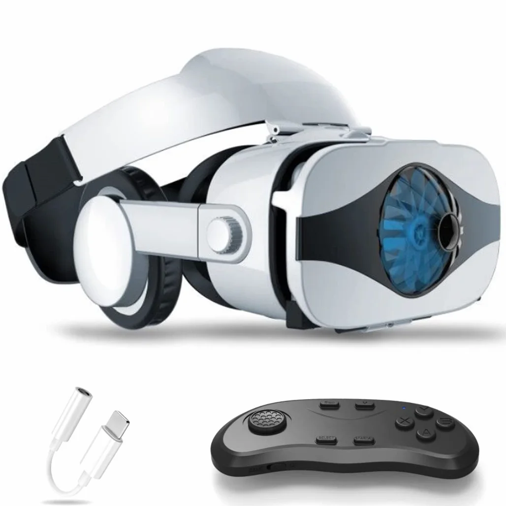 Okulary VR, zestaw słuchawkowy z wirtualnej rzeczywistości, zestawy słuchawkowe VR obsługujące Android i IOS, połączenie Bluetooth do iPhone 13 Pro Max/13 Pro/12/11, do Samsung Galaxy S21, Huawei, Xiaomi