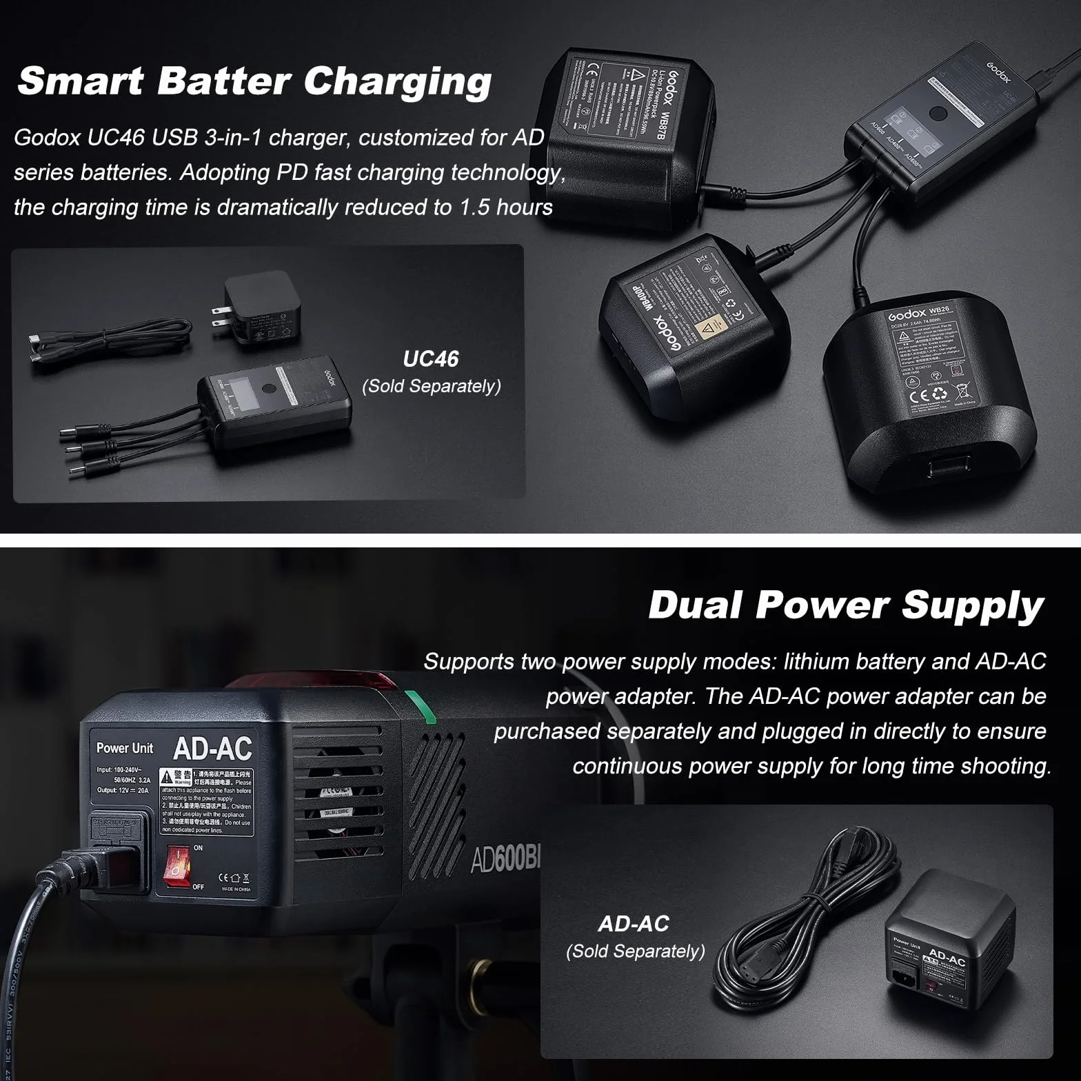 Godox AD600BMII AD600BM II Flash Strobe Monolight 600 W GN87 HSS lampa błyskowa do użytku na zewnątrz, czas wznowienia 0,01~1,9s, uchwyt Bowens 10,8 V/8940 mAh bateria litowa (Godox AD600BM Upgraded)