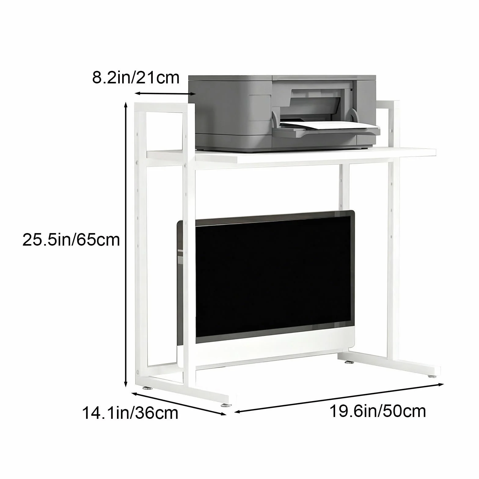Podstawka Pod Monitor na Biurko, Wielopoziomowa Półka Ścienna, Przenośna Półka Biurkowa – na Książki, Artykuły Biurowe i Sprzęt Audio(White,19.6in/50cm)
