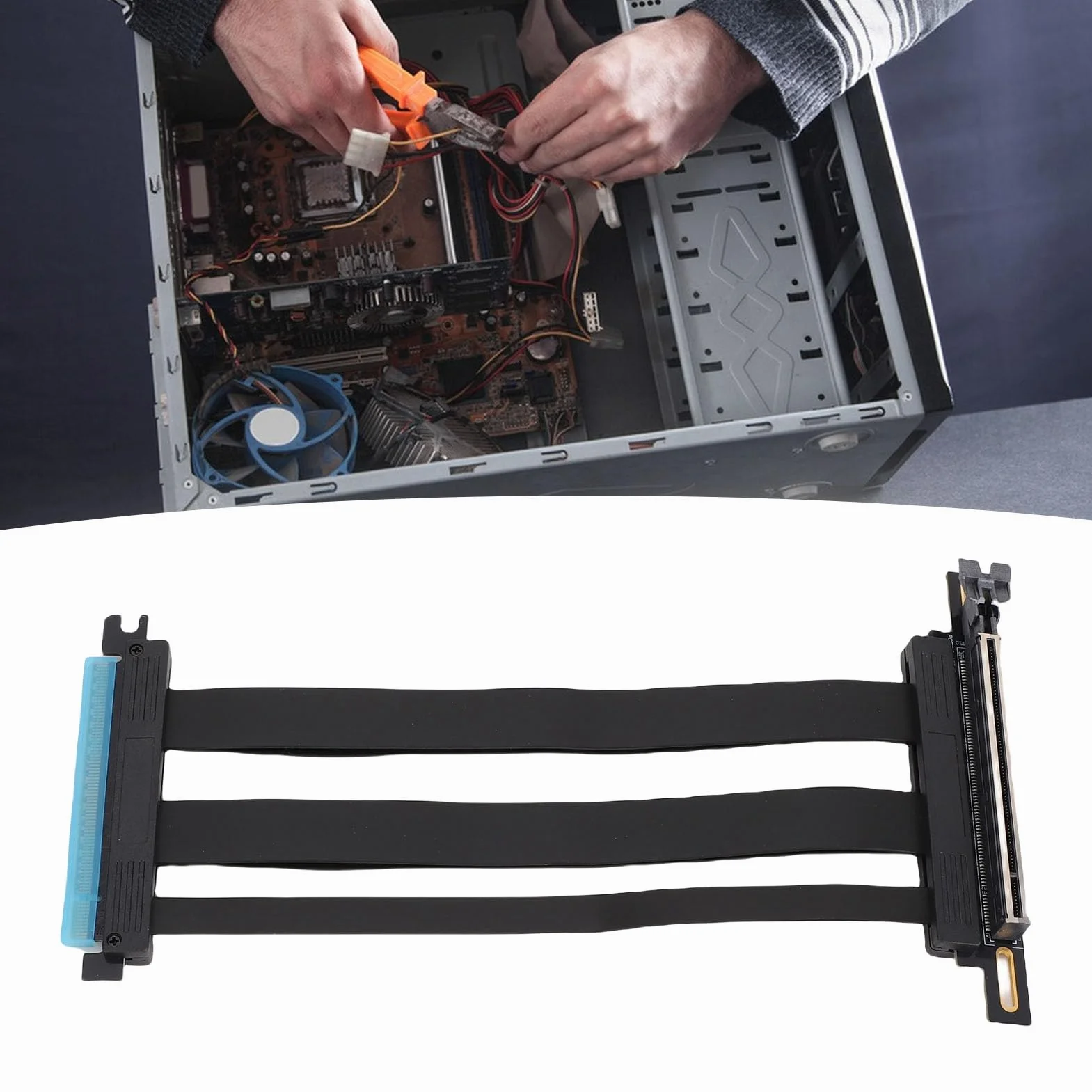 Kąt Kątowy PCIE 5.0 X16 Kabel, Strata Przeciwgiężna -Pllug i Play PCIE 5.0 X16 Kabel Pionowy do Materiałów Komputerowych (20 cm)
