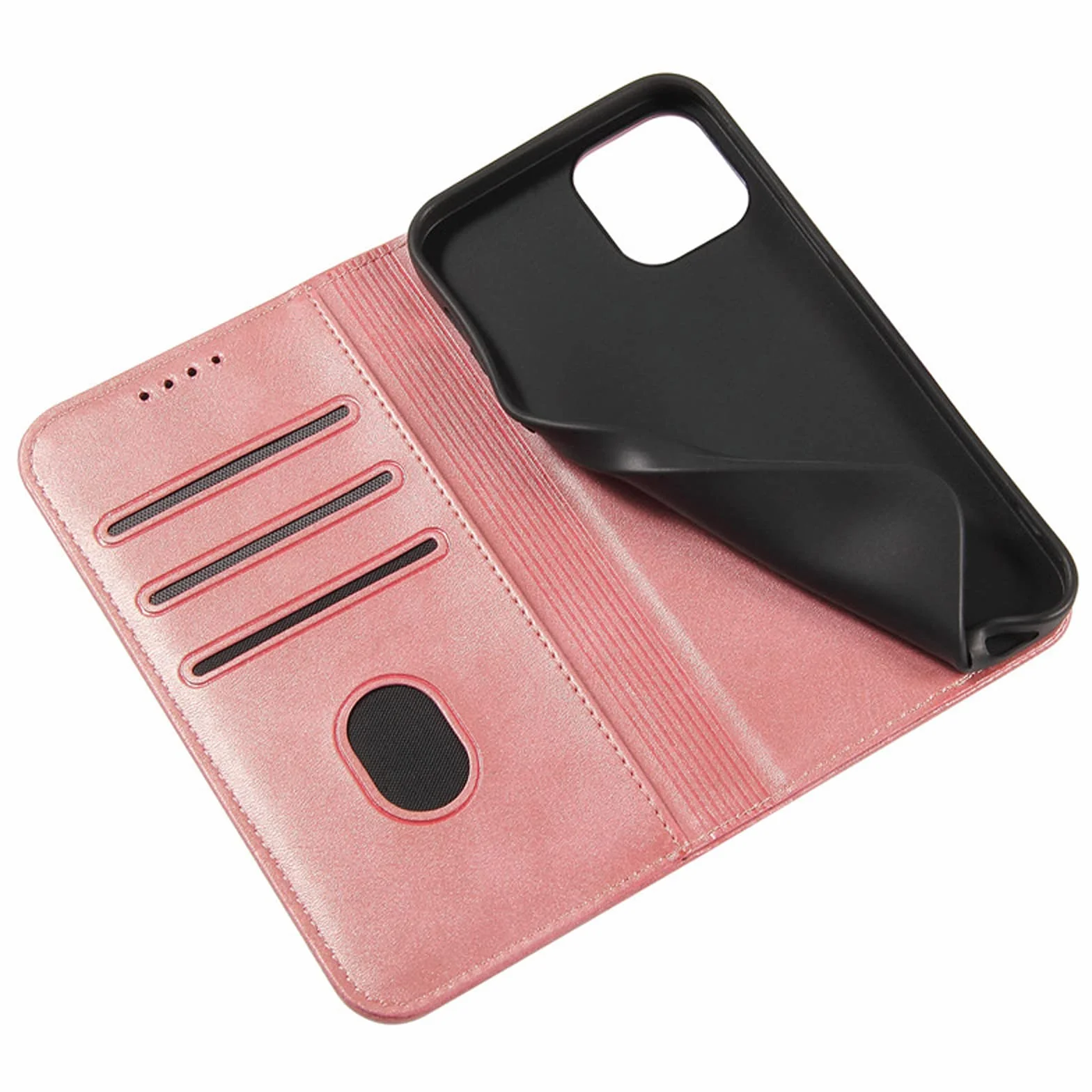 LTL Etui na telefon do iPhone 13 Mini/13/13 Pro/13 Pro Max, ręcznie robione skórzane etui z klapką z przegródkami na karty, etui na telefon, magnetyczne zamknięcie, różowe, 13pro max 6,7 cala