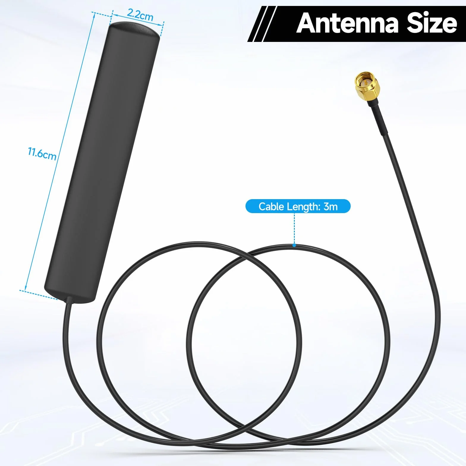 Eightwood Antena GSM 4G LTE 3dBi SMA Złącze szklane złącze męskie BNC/TS9/RP-SMA Adaptery do bezprzewodowego routera Wifi DAB DAB+ radio samochodowe telefon komórkowy