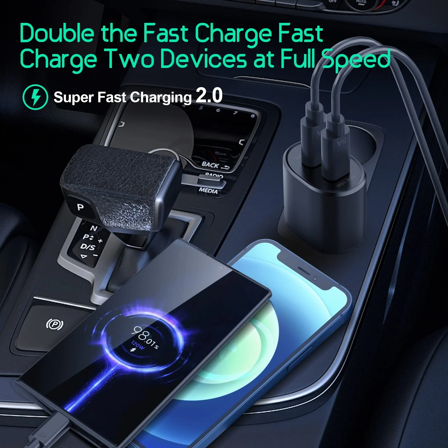 for Samsung Super Fast Dual Car Charger (45W+15W) with Super Fast Charging Cable for Samsung Galaxy S25 S24 S22 S21 S20 Ultra Plus Note 10+,Pixel,Note 20,PPS Car Charger