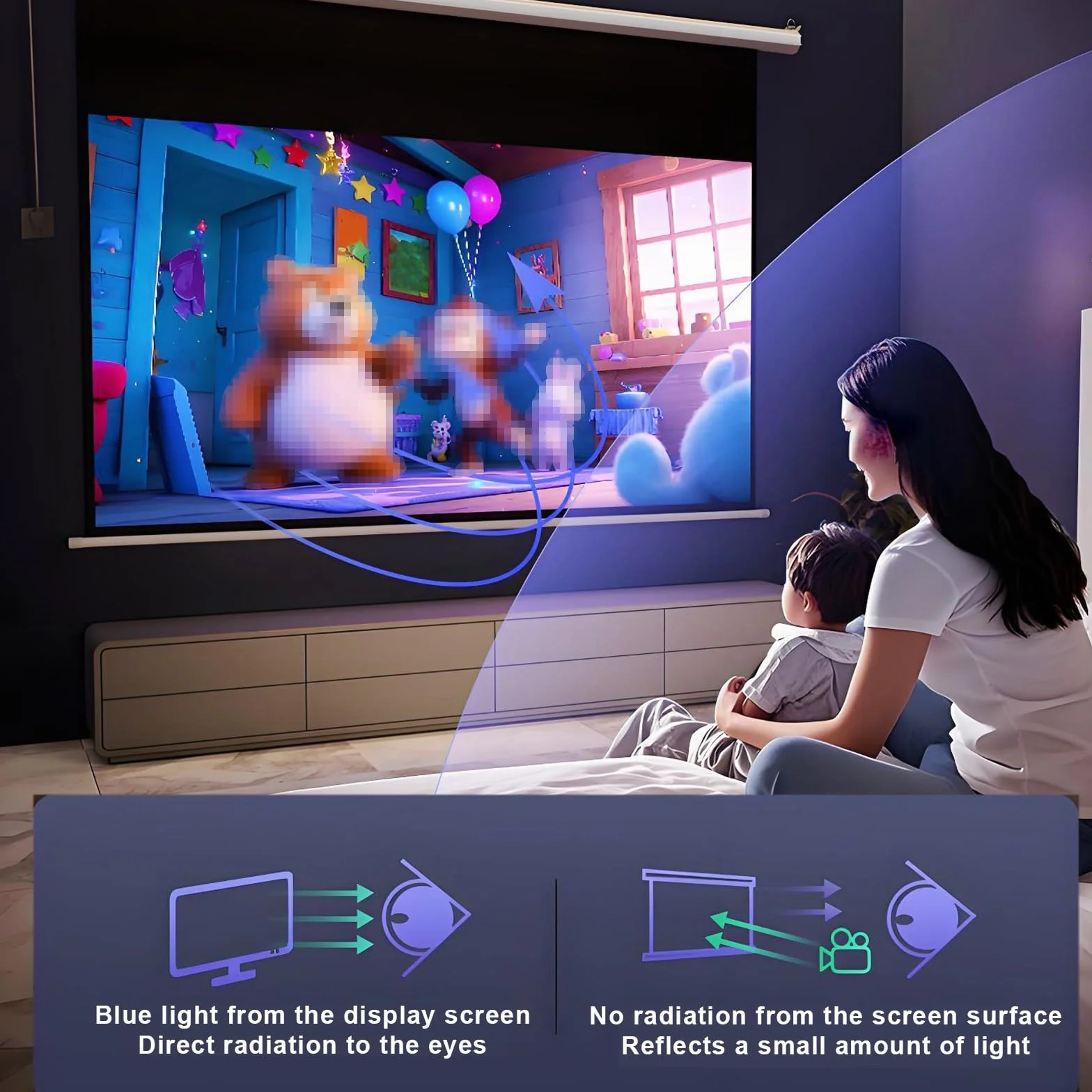 60-calowy Ekran Projekcyjny z Napędem Możliwość Montażu Sufitowego Lub Ściennego Przenośny Ekran Projekcyjny Screen Projector Wyrazistość 4K Nadaje Się do Kin Domowych