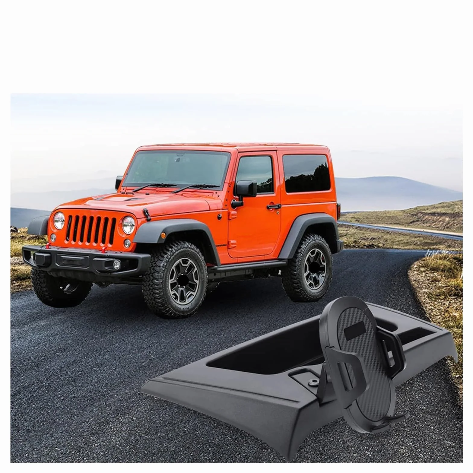 Shuogoufeng Store Uchwyt na telefon na deskę rozdzielczą samochodu, wielofunkcyjny uchwyt na telefon, organizer na deskę rozdzielczą, kompatybilny z Wrangler JK 2011-2017