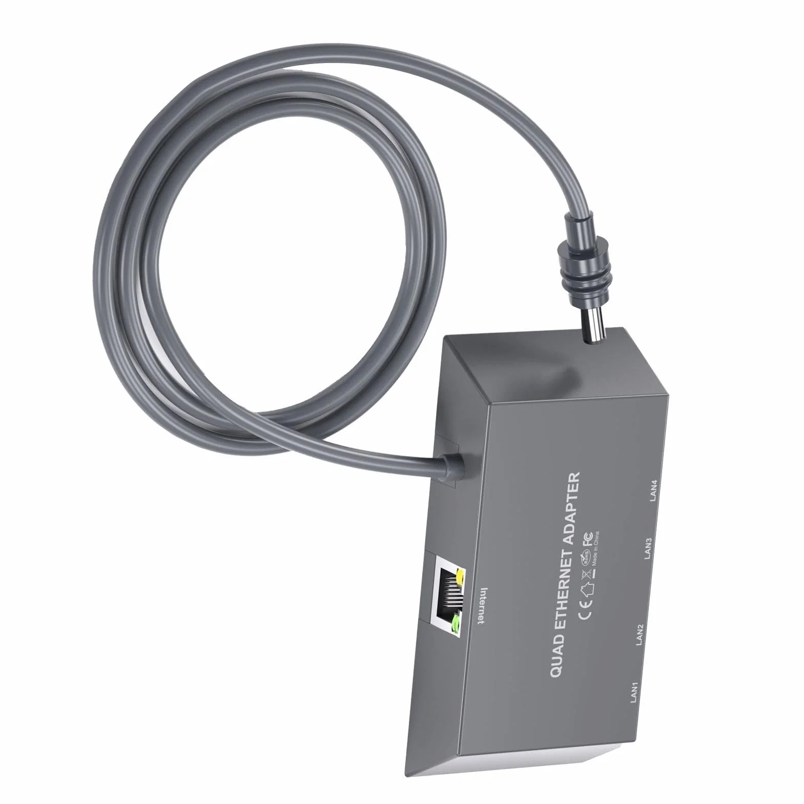 Aramox Wieloportowy Adapter Satelitarny Ethernet ABS 4-portowy Adapter Ethernet do 1 Gb/s Plug and Play Stabilna sieć Przewodowa dla Inteligentnych urządzeń Domowego Biura dla 3. Generacji