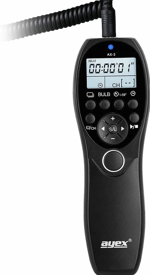 ayex Timer zdalny wyzwalacz AX-3 kompatybilny z Canon E3 np EOS R R6 RP 2000D 850D 90D 250D 200D R6 M6 Mark II Low/High Speed zdjęcia seryjne, długa ekspozycja oraz czasowe wyzwalanie