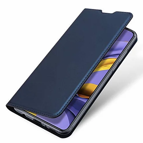 DUX DUCIS Etui do Samsung Galaxy A51, skórzane etui z klapką etui ochronne pokrowiec case z [przegródką na karty] [funkcja stojaka] [zapięcie na magnes] do Samsung Galaxy A51 (granatowy niebieski)