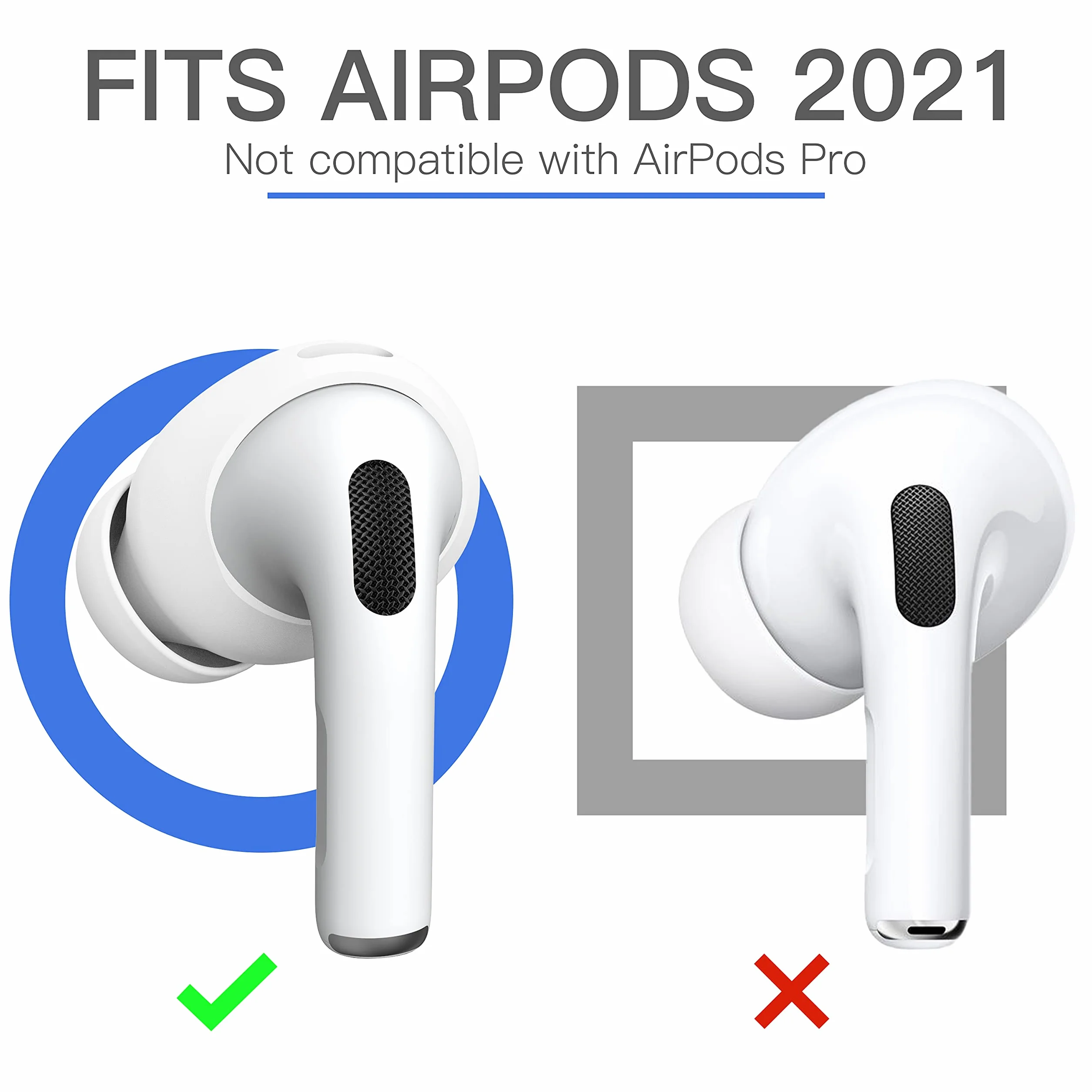 2 pary silikonowych końcówek dousznych AirPods [nie pasują do etui ładującego] [zarejestrowany patent USA] Kompatybilne z Apple AirPods 4 (białe)
