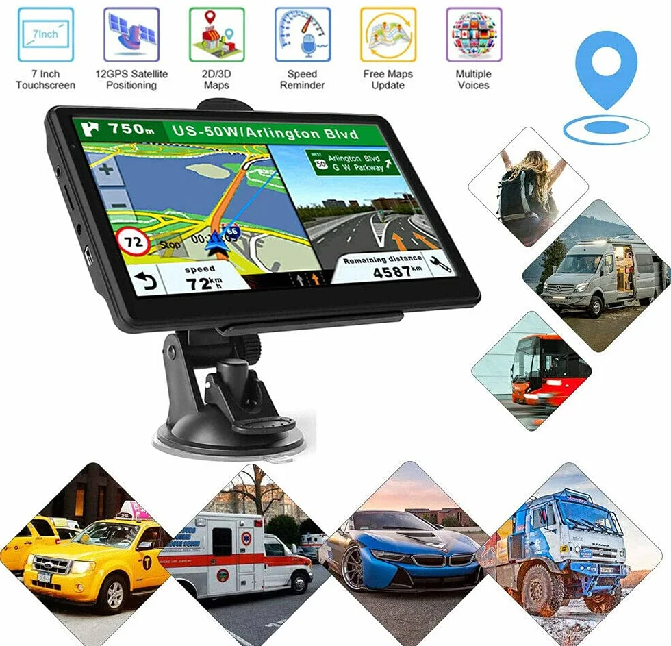 7 "HD 8 GB Ekran Dotykowy Samochód i Ciężarówka Nawigacja GPS Nawigacja GPS Darmowa Mapa