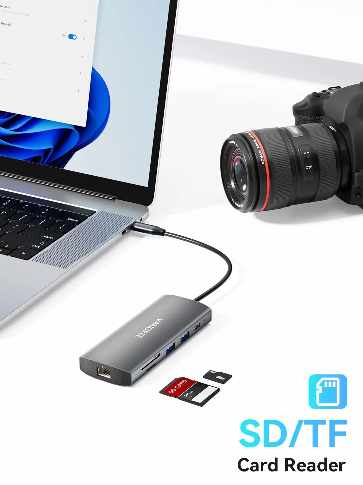 VANGREE 10Gbps USB C Hub, Dual 4K@60Hz USB-C Display, 100W PD | Rozdzielacz USB C 10w1, 2x USB-A & 2x USB-C 3.2, LAN 1Gbps, 100W PD, SD/TF, Podwójny Monitor do MacBook, Samsung, Dell