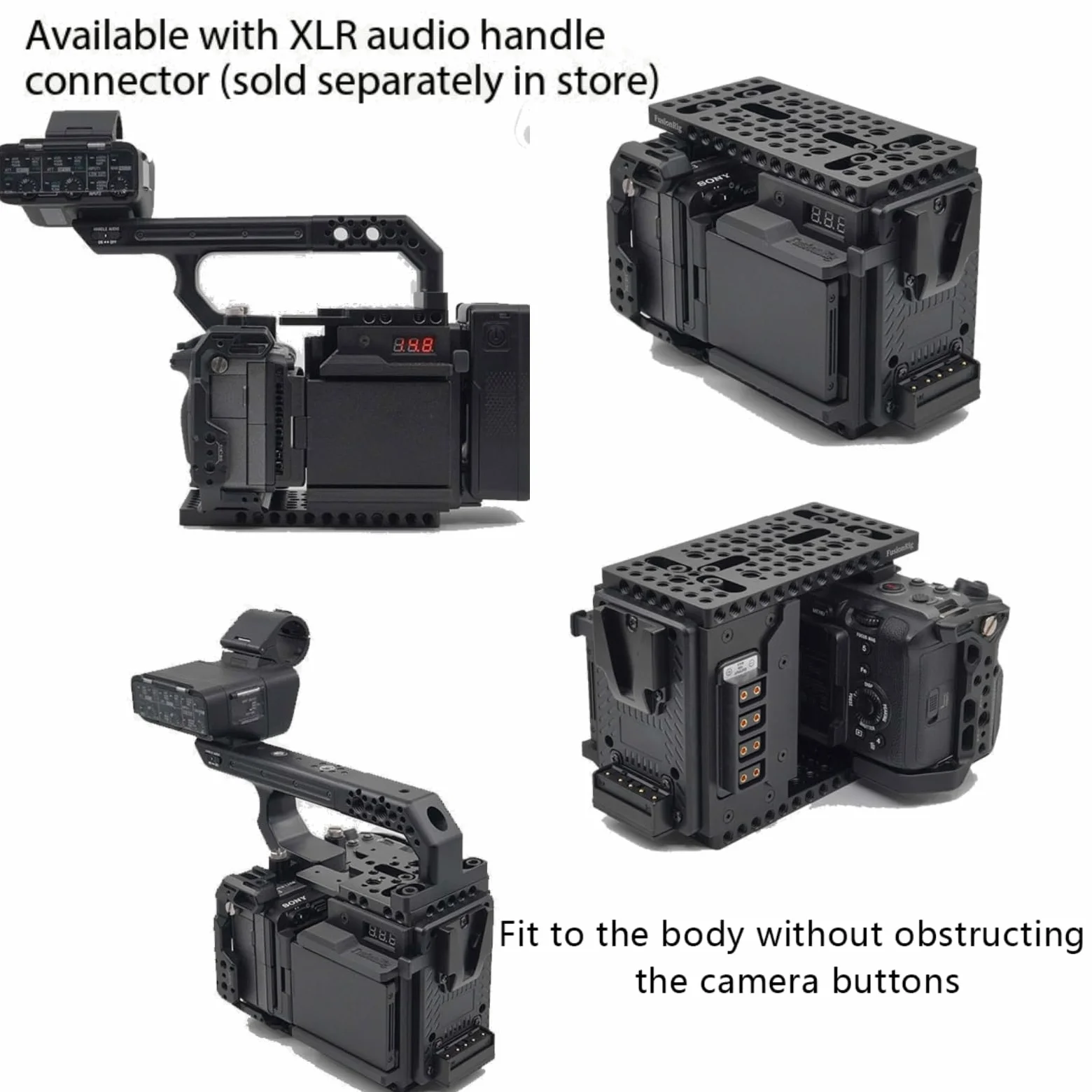 Fusion Rig Cineback moduł rozszerzający do aparatu z płytą montażową V, rozdzielacz D-Tap, pamięć ekranu Anti-Shock do Sony FX3/FX30