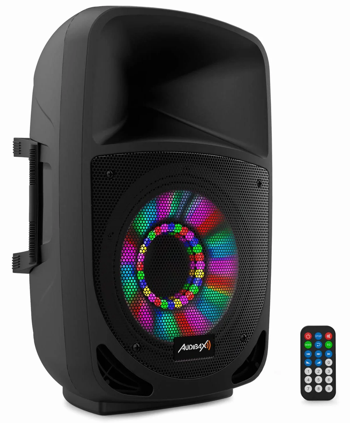 Audibax | VEGAS 10-częściowy głośnik - 10 cali profesjonalny głośnik - 2 możliwości - głośnik Bluetooth z USB/SD - końcówka 250 W - radio FM, kolor czarny - wymiary 300 x 295 x 550 mm