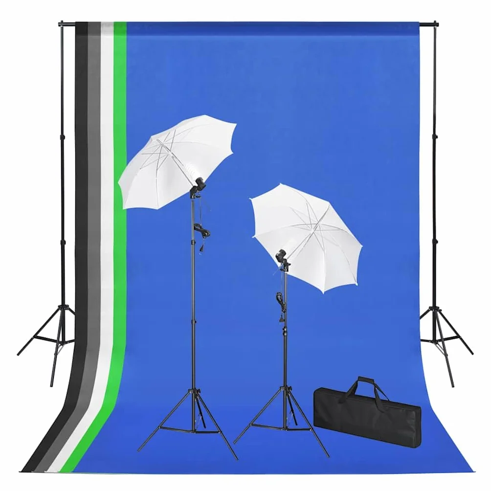 Zestaw do studia fotograficznego z 5 kolorowymi tłami, aluminiowy statyw, światła dzienne 5500 K, 2 abażury, regulacja wysokości do 230 cm, przenośny, do fotografii portretowej i produktowej