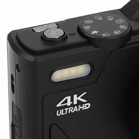 Aparat Cyfrowy 4K, 64MP UHD 18x Zoom Autofocus Retro Kompaktowy Aparat Cyfrowy z 3 calowym Ekranem i Bilansem Białym, Rejestrator Wideo 4K do Fotografii Podróży Vlogging (BLACK)