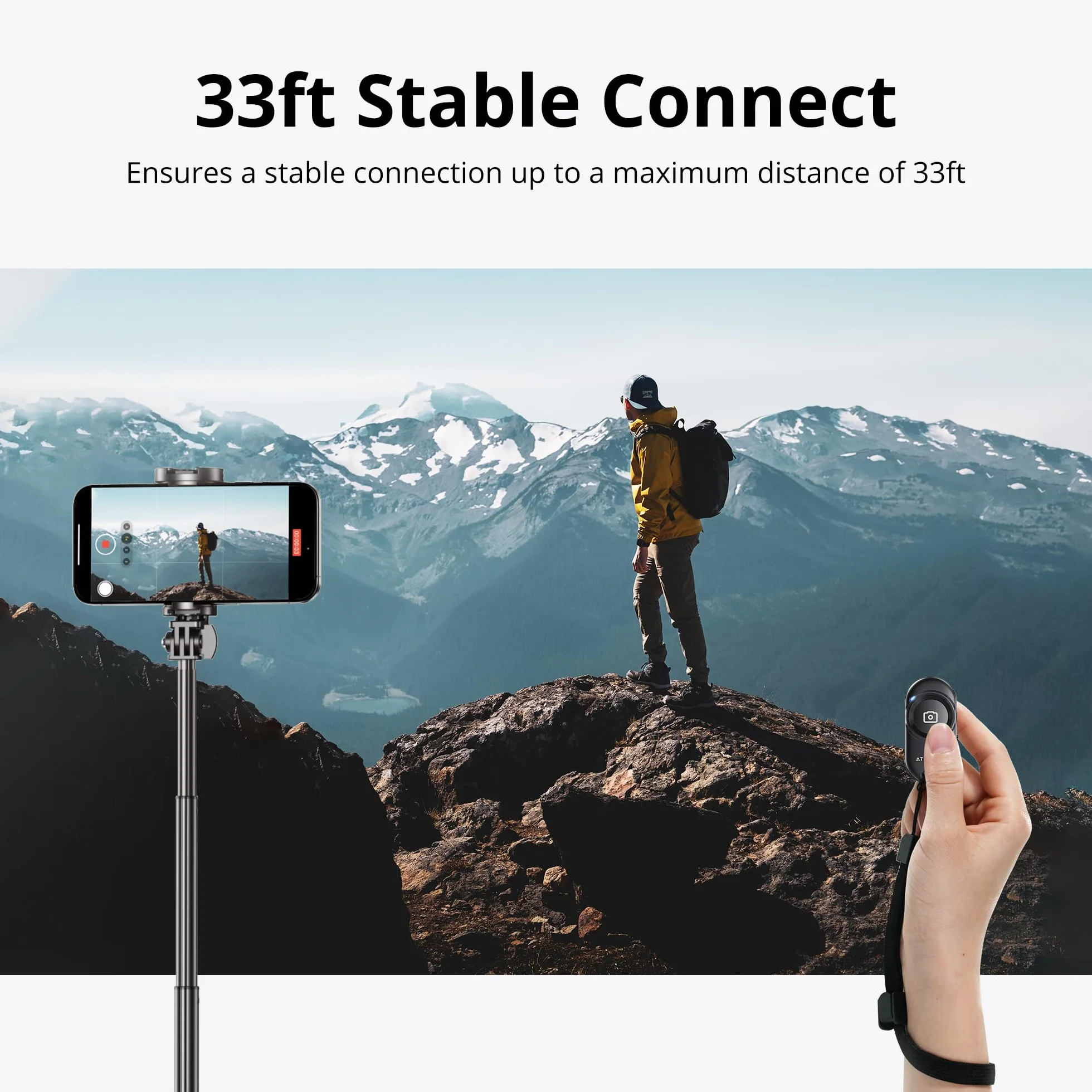 ATUMTEK Zdalny Wyzwalacz Bluetooth, Zdalny Spust Bluetooth 5.2 z Stabilnym Połączeniem, Kompatybilny z Smartfonami i Tabletami iPhone oraz Android, Idealny do Selfies i Zdjęć Grupowych